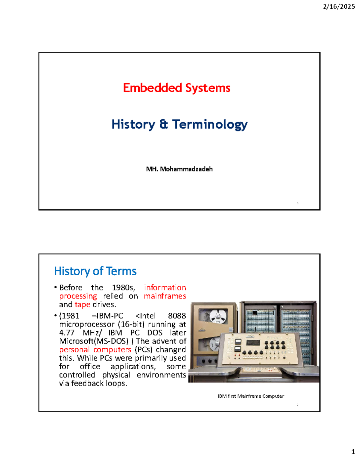 Embedded Systems Terminology Overview for Computer Engineers S01 - Studocu