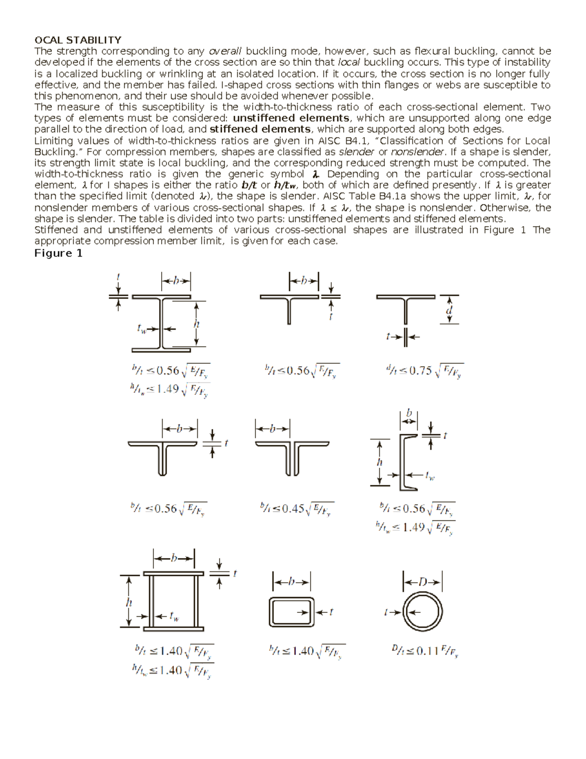 local Stability - OCAL STABILITY The strength corresponding to any ...