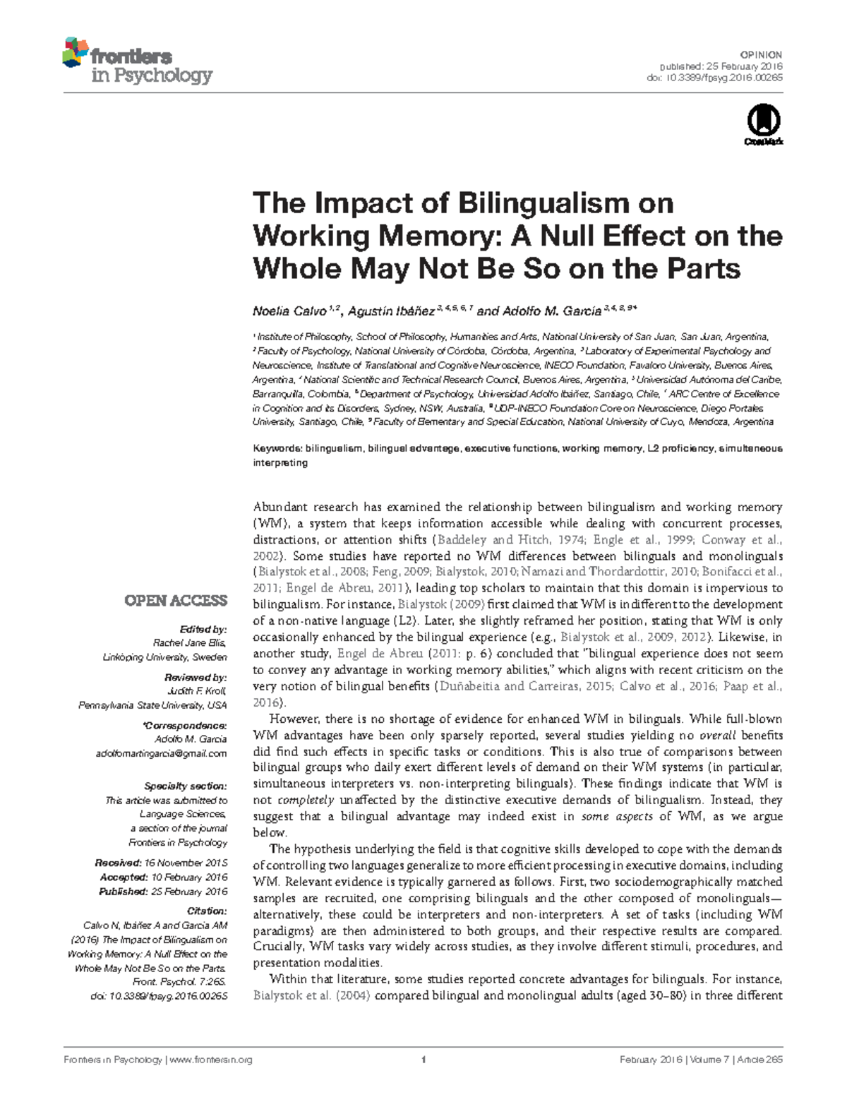 The Impact of Bilingualism on Working Memory: Insights and Evidence ...