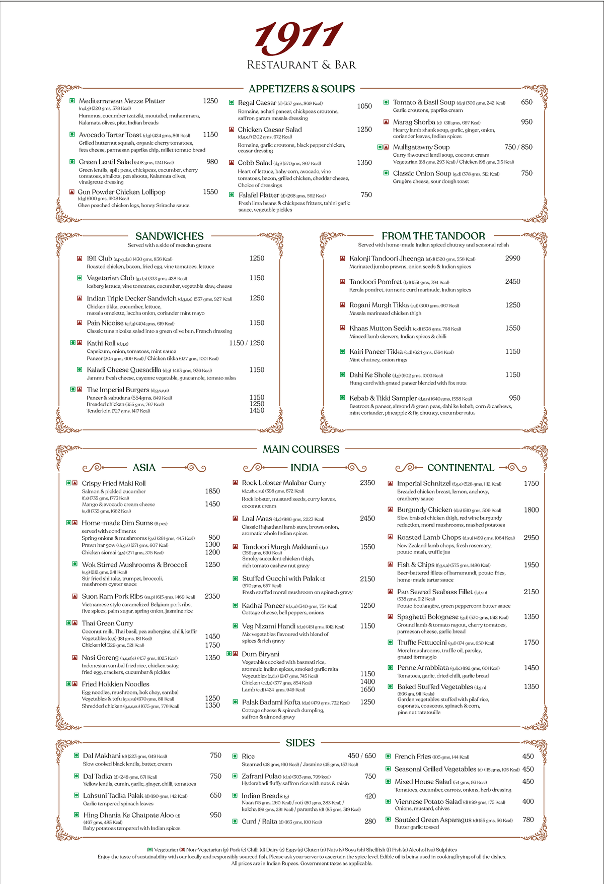 1911 Restobar Menu: Appetizers, Soups & Main Courses - Studocu
