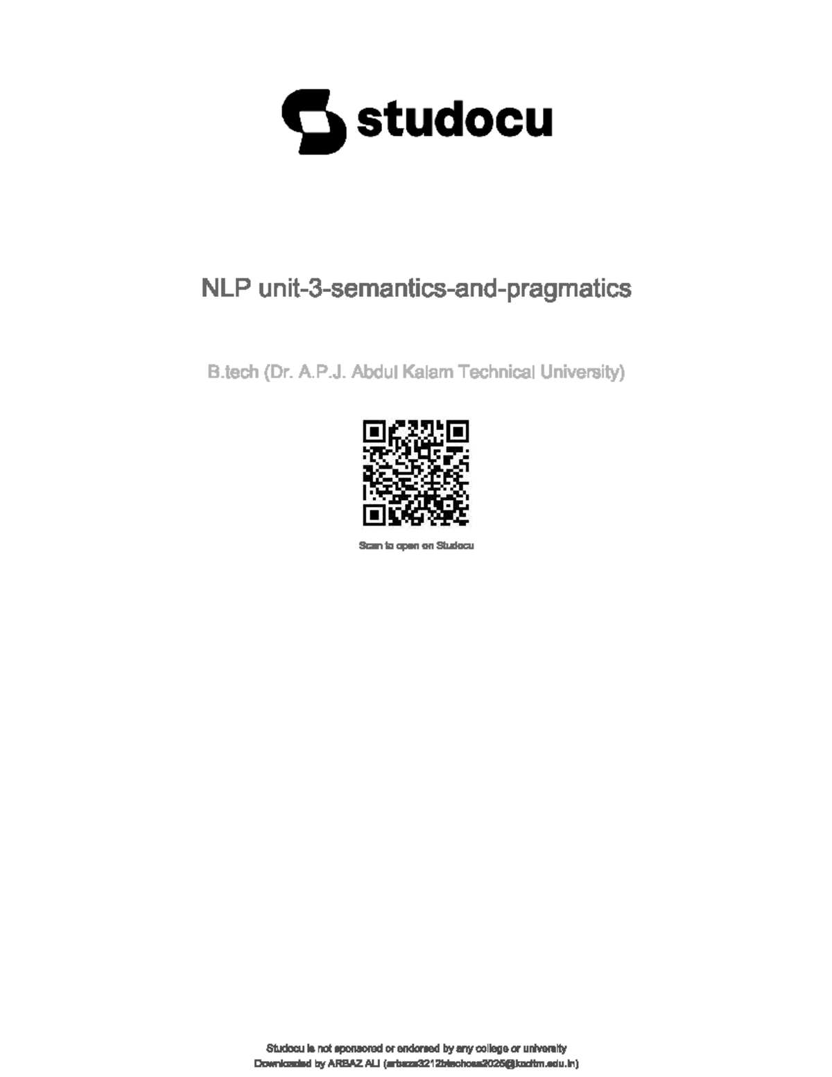 NLP B: Semantics and Pragmatics - Unit 3 Notes for Final Exam - Studocu