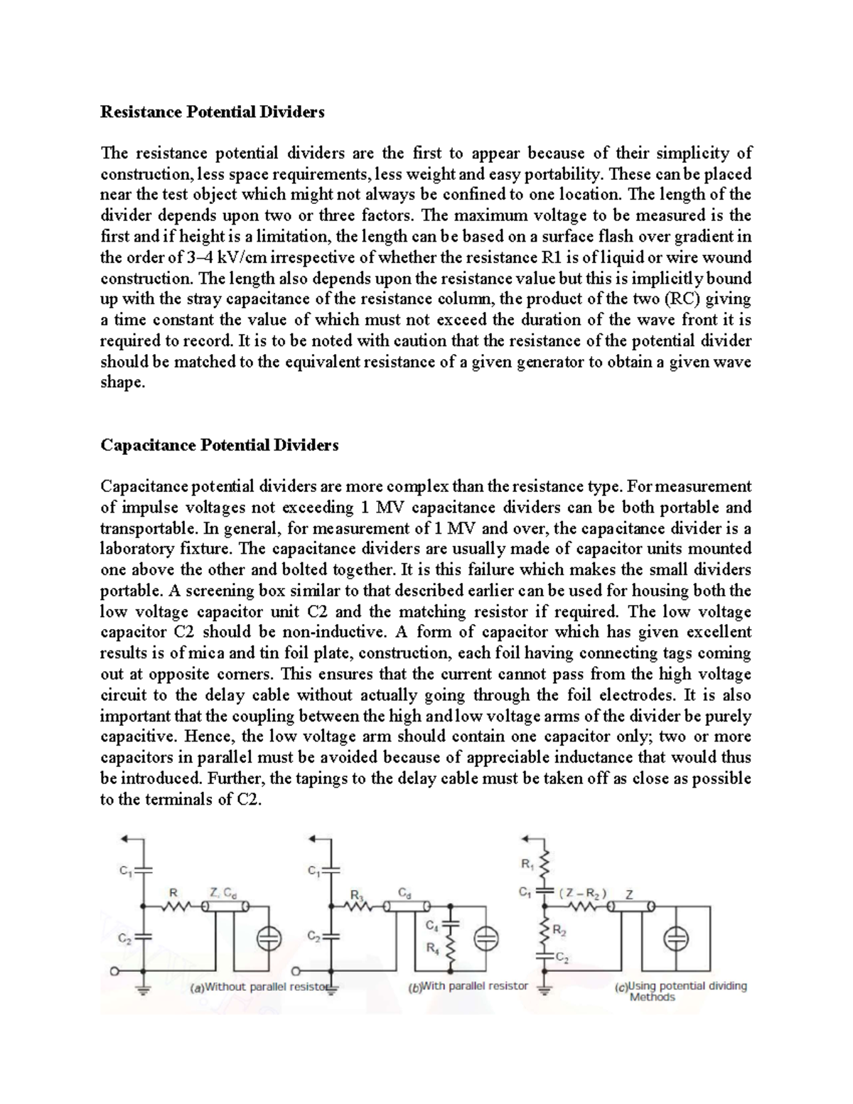 Resistance and Capacitance Potential Dividers: Overview and ...