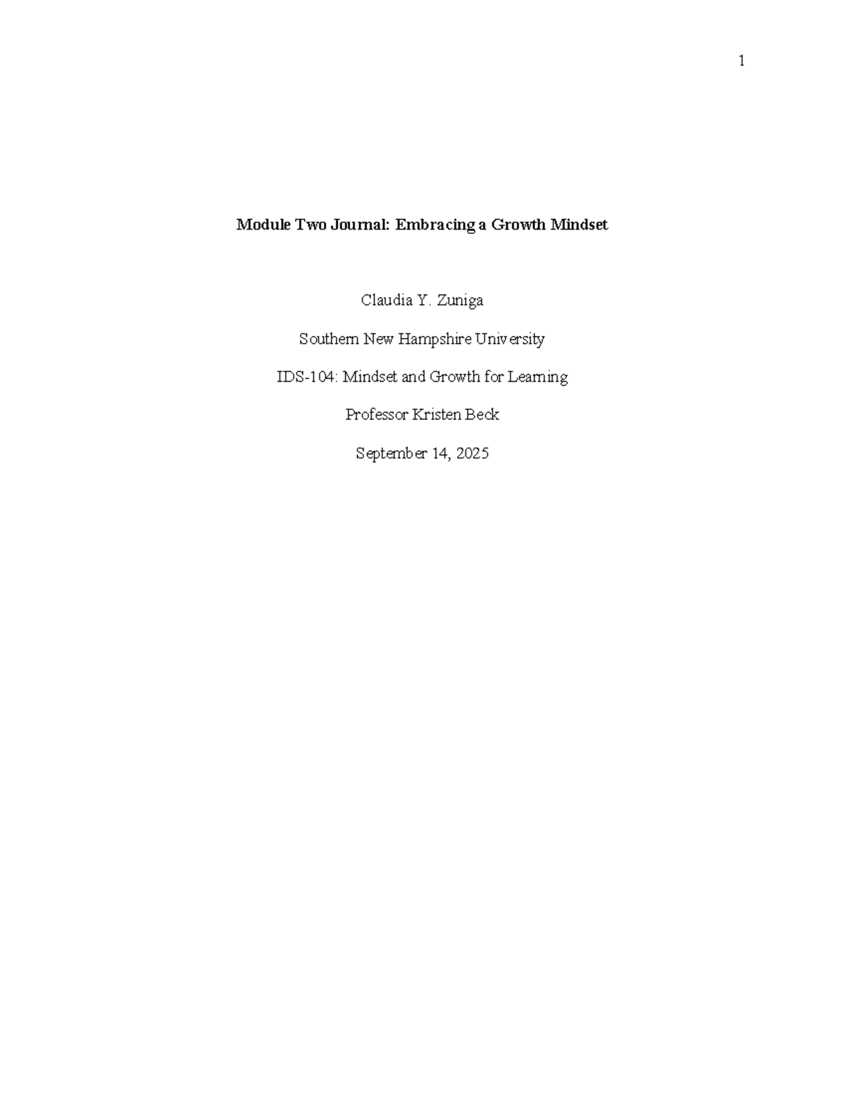 Module Two Journal: Embracing a Growth Mindset (Mindset & Growth) - Studocu