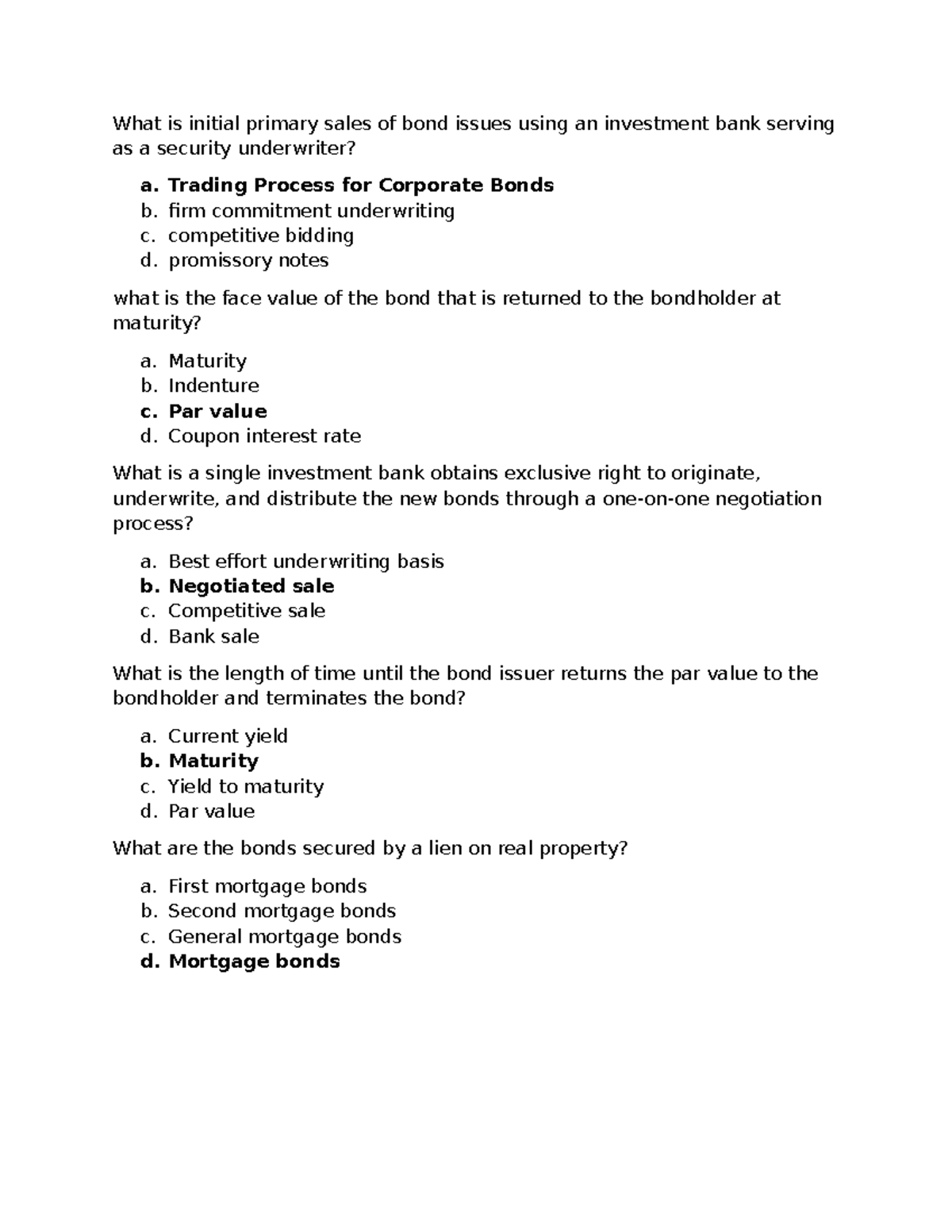 Chapter 8 Questions on Bond Issues and Underwriting - Studocu
