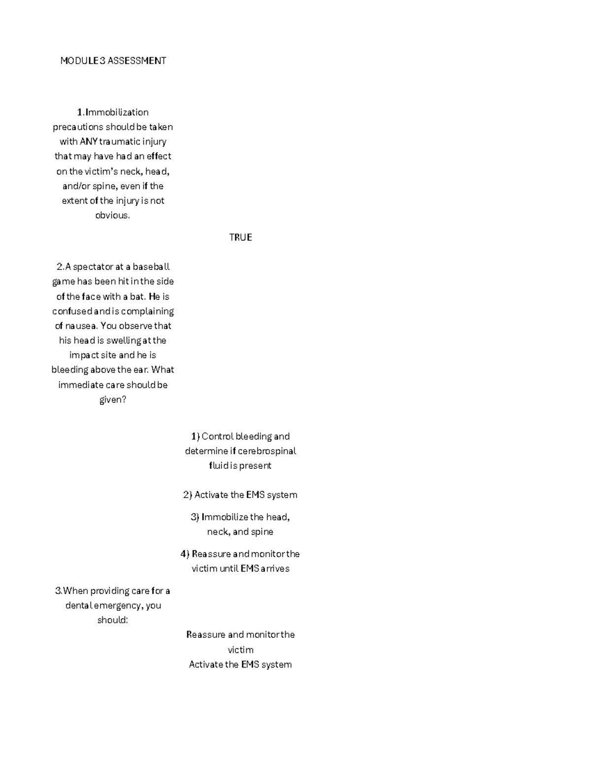 Cpr First Aid Study Guide: Module 3 Assessment Notes - Studocu