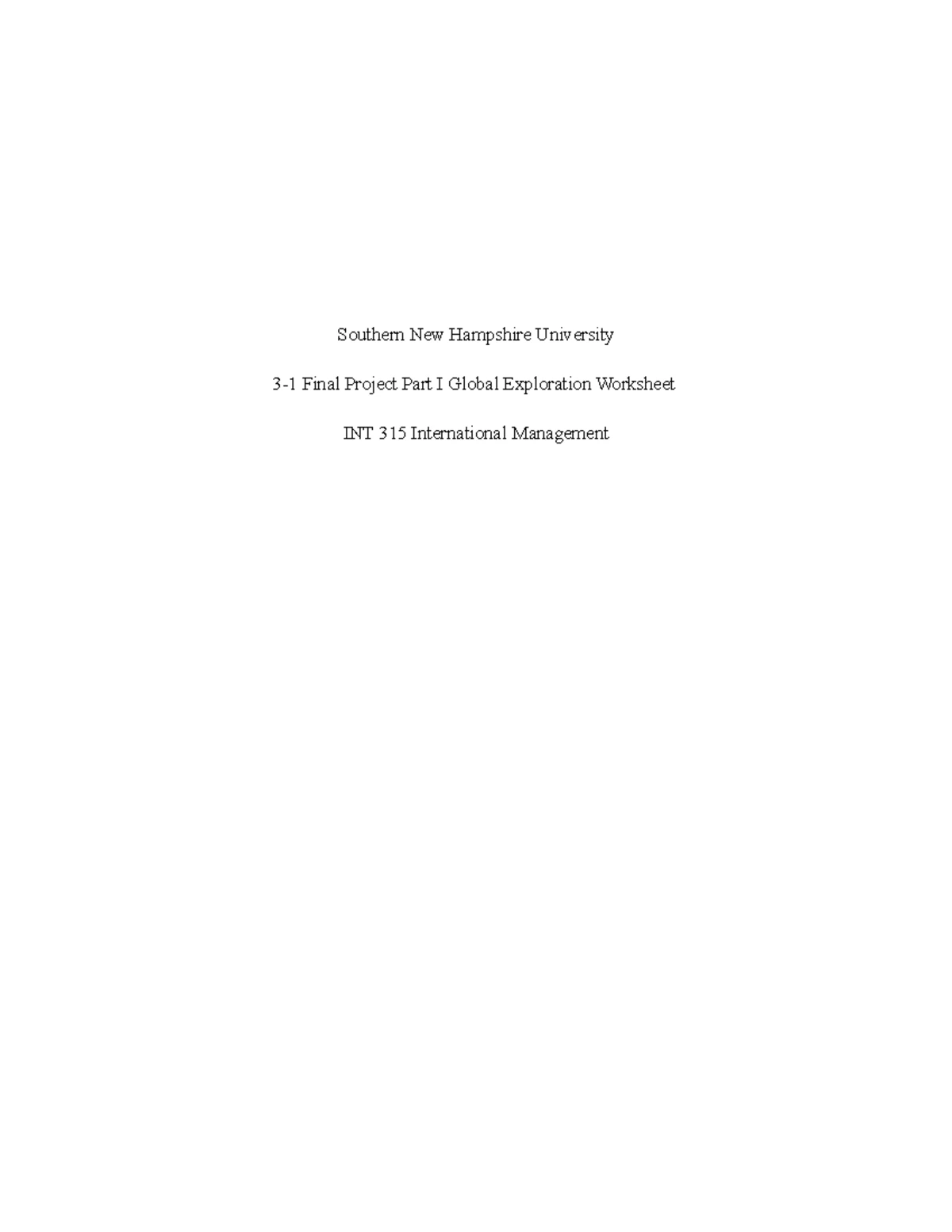INT 315 Module One Worksheet: Country Comparison of Mexico & Japan ...
