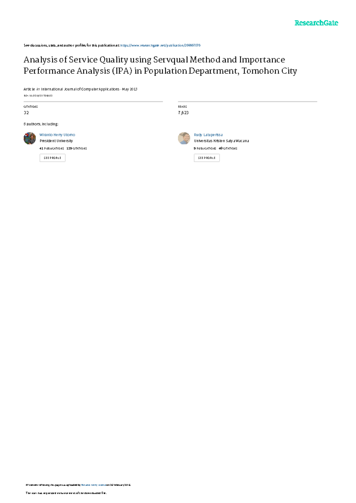 Analysis of Service Quality using Servqual Method - See discussions ...