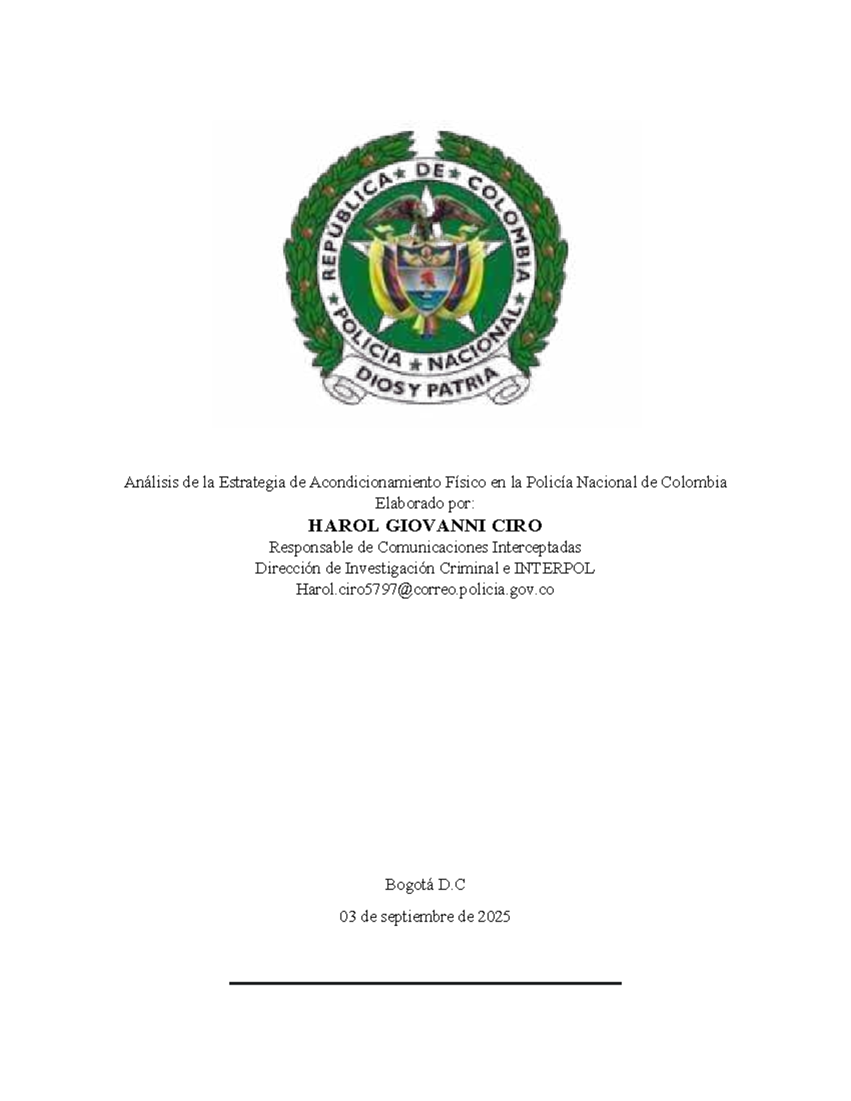 Análisis de la Estrategia de Acondicionamiento Físico en la Policía Nacional de - Document Preview