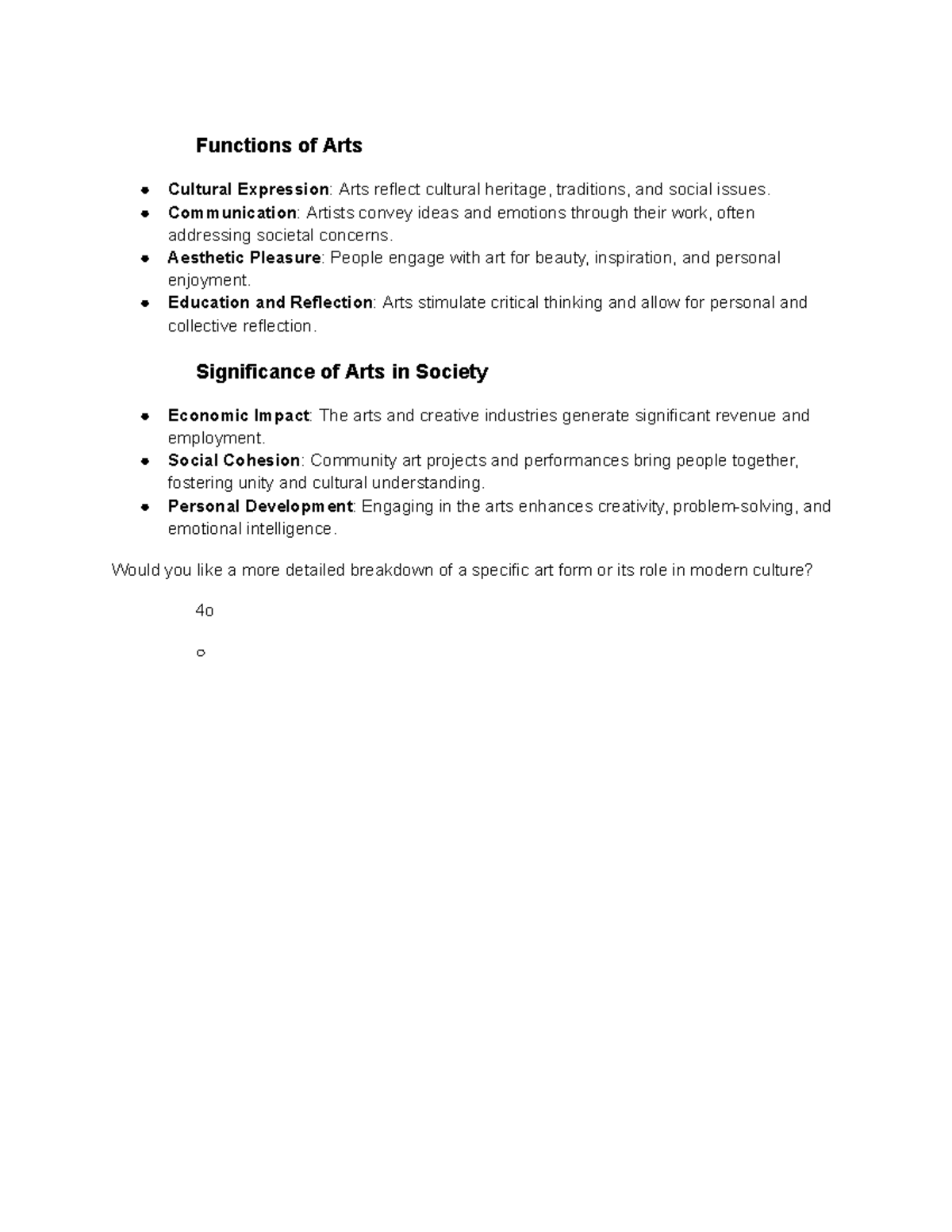Functions of Arts - ARTS: Cultural, Economic, and Social Significance ...