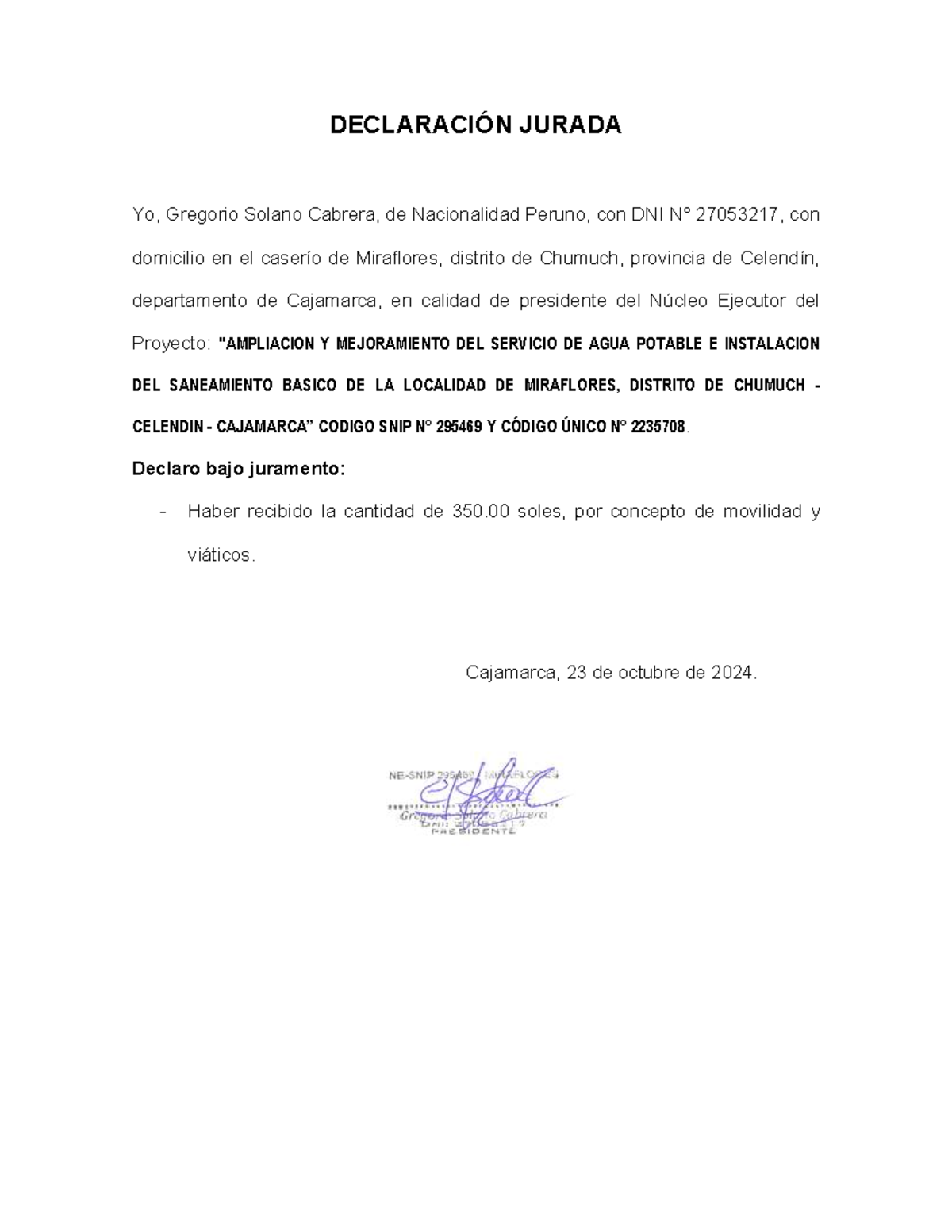 DJ- Gregorio - saludos para todos - DECLARACIÓN JURADA Yo, Gregorio Solano  Cabrera, de Nacionalidad - Studocu