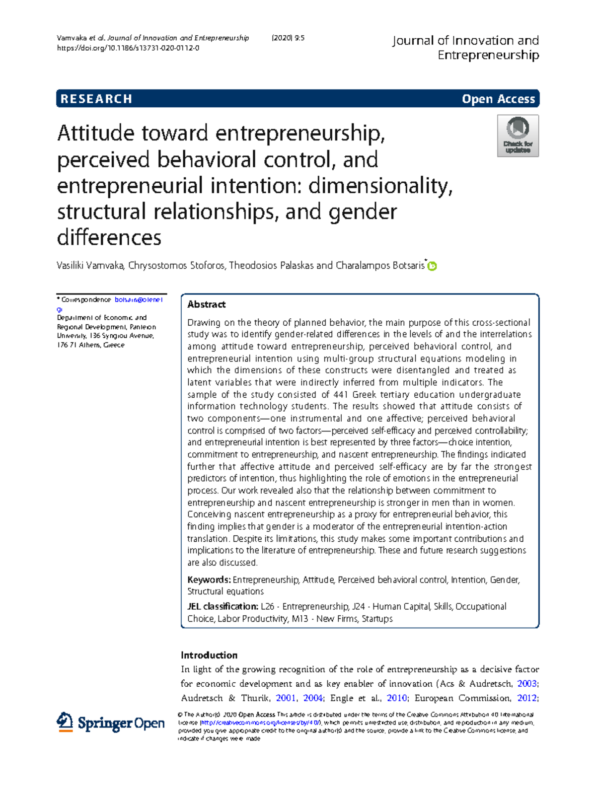 S13731 Research on Gender Differences in Entrepreneurial Intentions ...