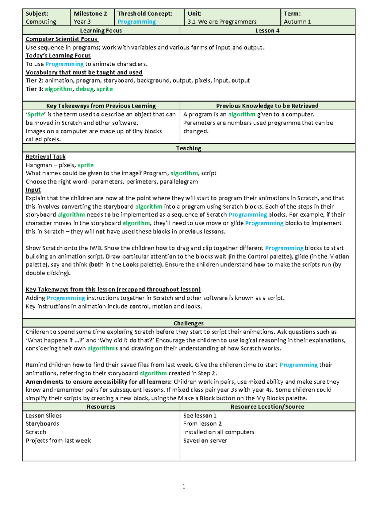 Advancing Programming - Milestone 2 - Year 3 Lesson 4 - Studocu