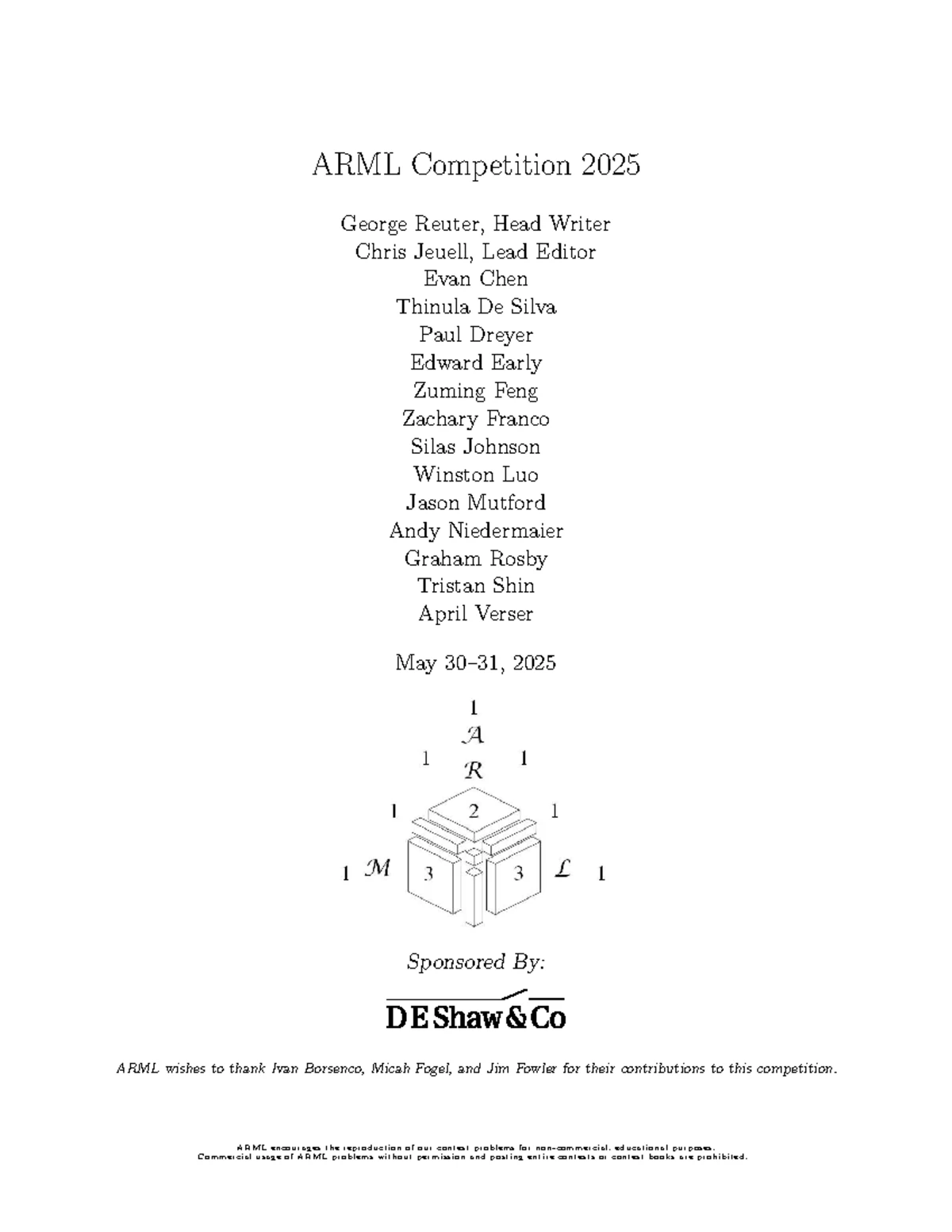 ARML 2023 Competition Problems and Solutions - Studocu