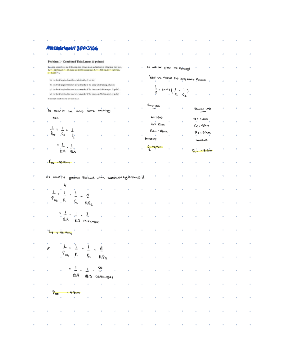 PHYS256 Assignment 3: Class Notes from Oct 2, 2025 - Studocu