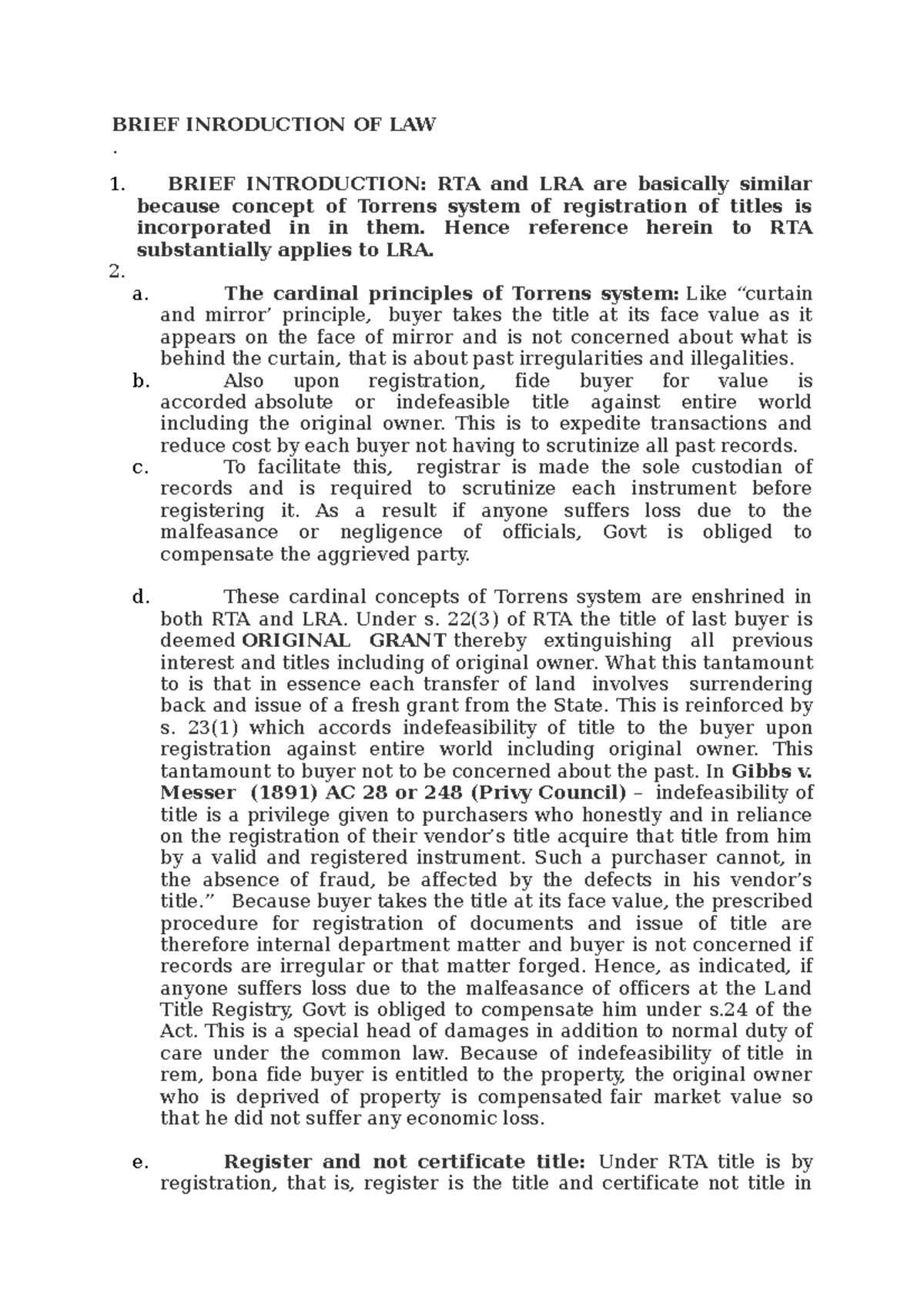 Torrens System in Conveyancing: An Insight into RTA & LRA Principles ...
