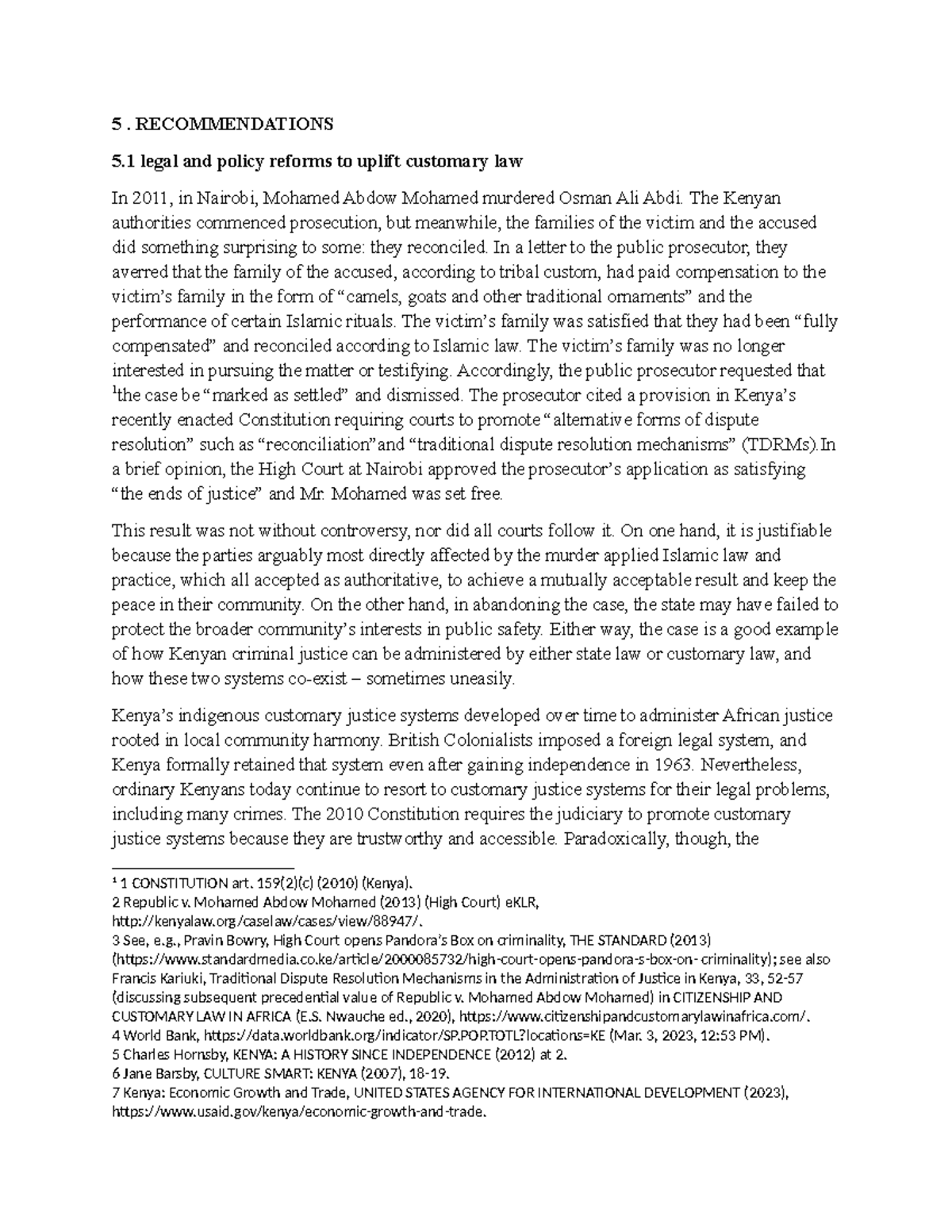 AJS CAT 5 - Legal and Policy Reforms for Customary Law in Kenya - Studocu