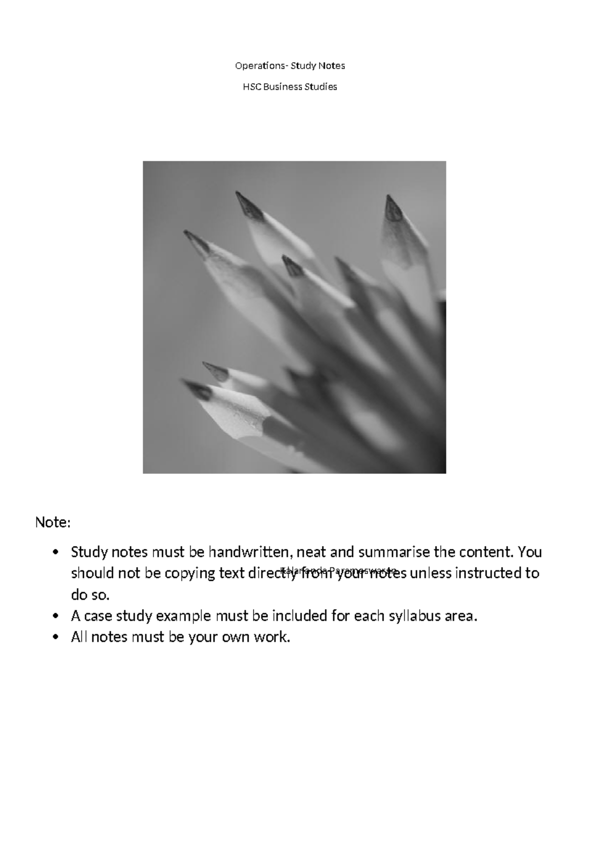 Operations Notes Template Updated - Operations- Study Notes HSC ...