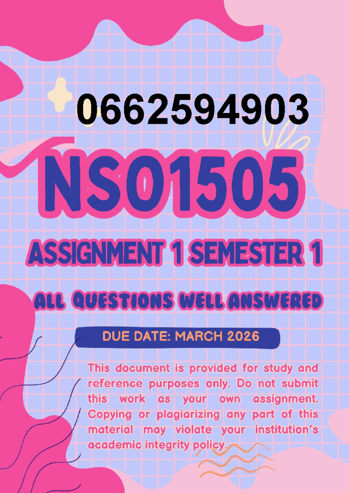 NSO1505 - Assignment 1 - Semester 1 - 2026 - Studocu