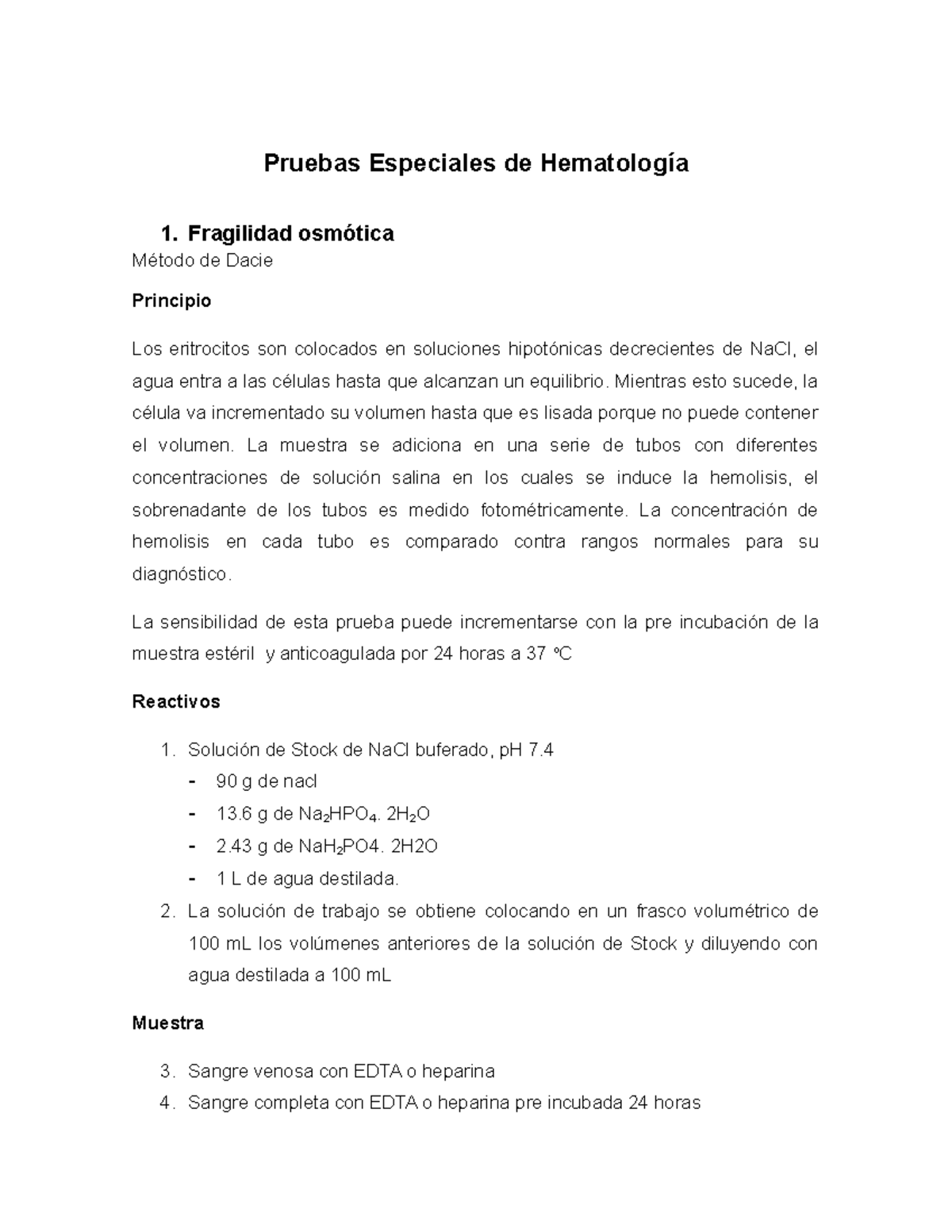 Pruebas Especiales de Hematología: Métodos y Procedimientos Clínicos - Document Preview