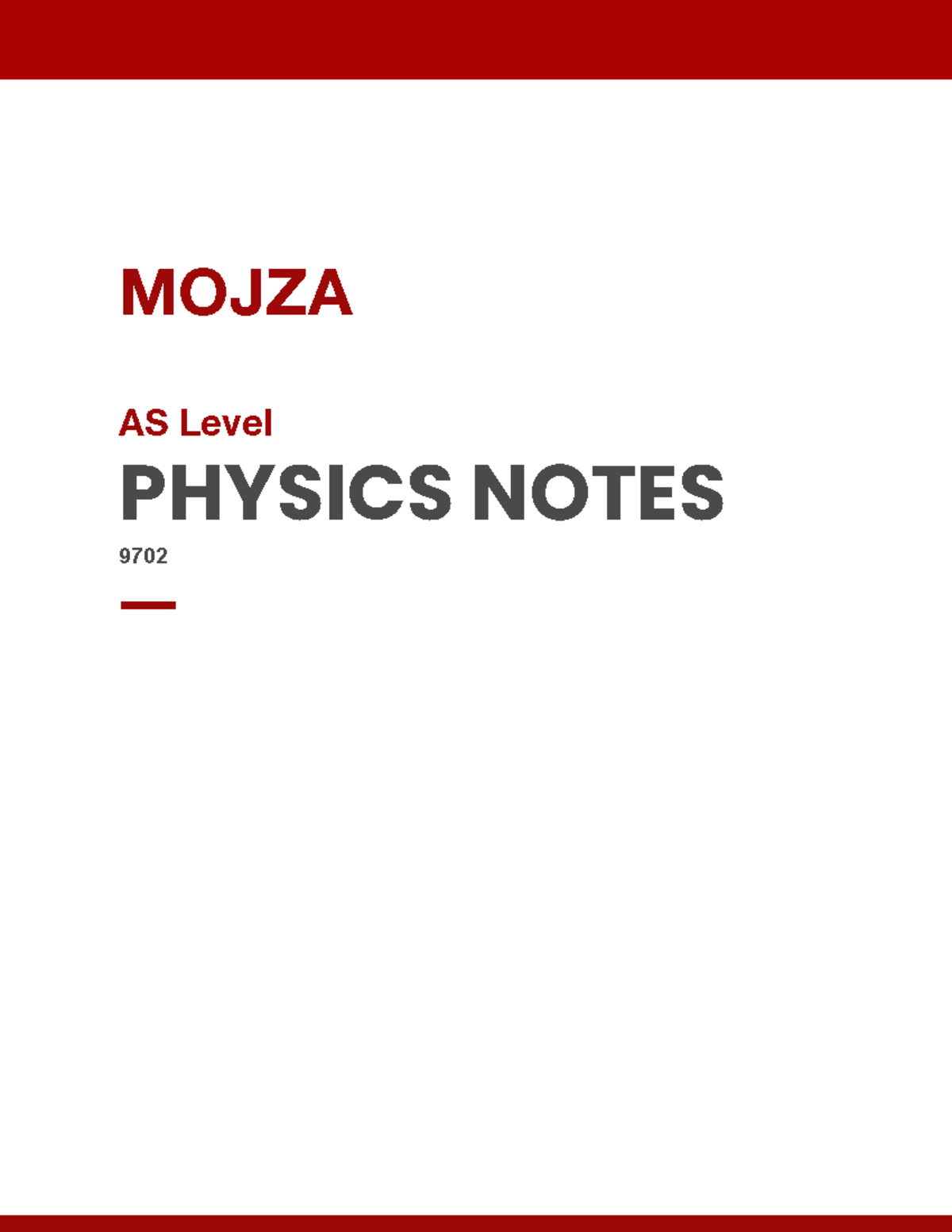 AS Level Physics Comprehensive Notes (Course Code 9702) - Studocu