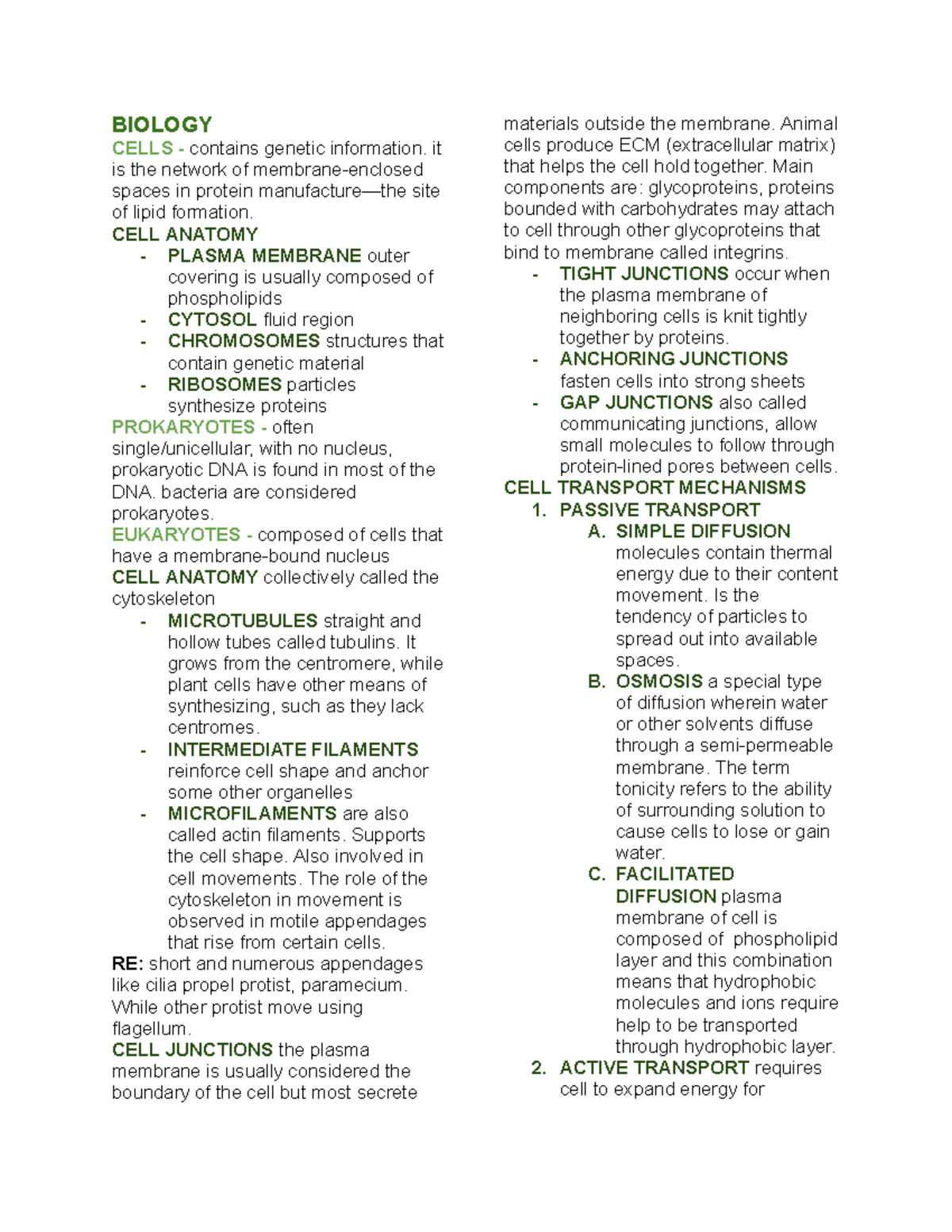 Biology reviewer - BIOLOGY CELLS - contains genetic information. it is ...