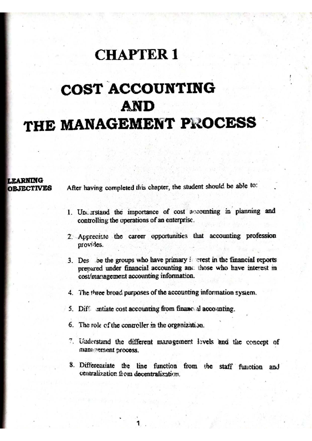 Cost accounting and the management process: Chapter 1 overview - Studocu