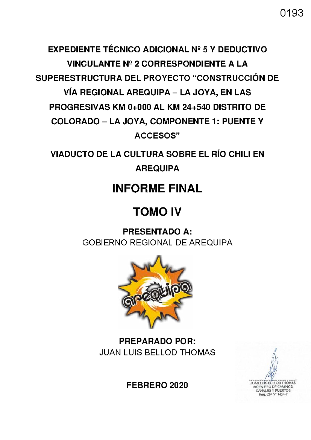 Expediente técnico adicional Nº 5 y deductivo vinculante Nº 2: Informe final - Document Preview