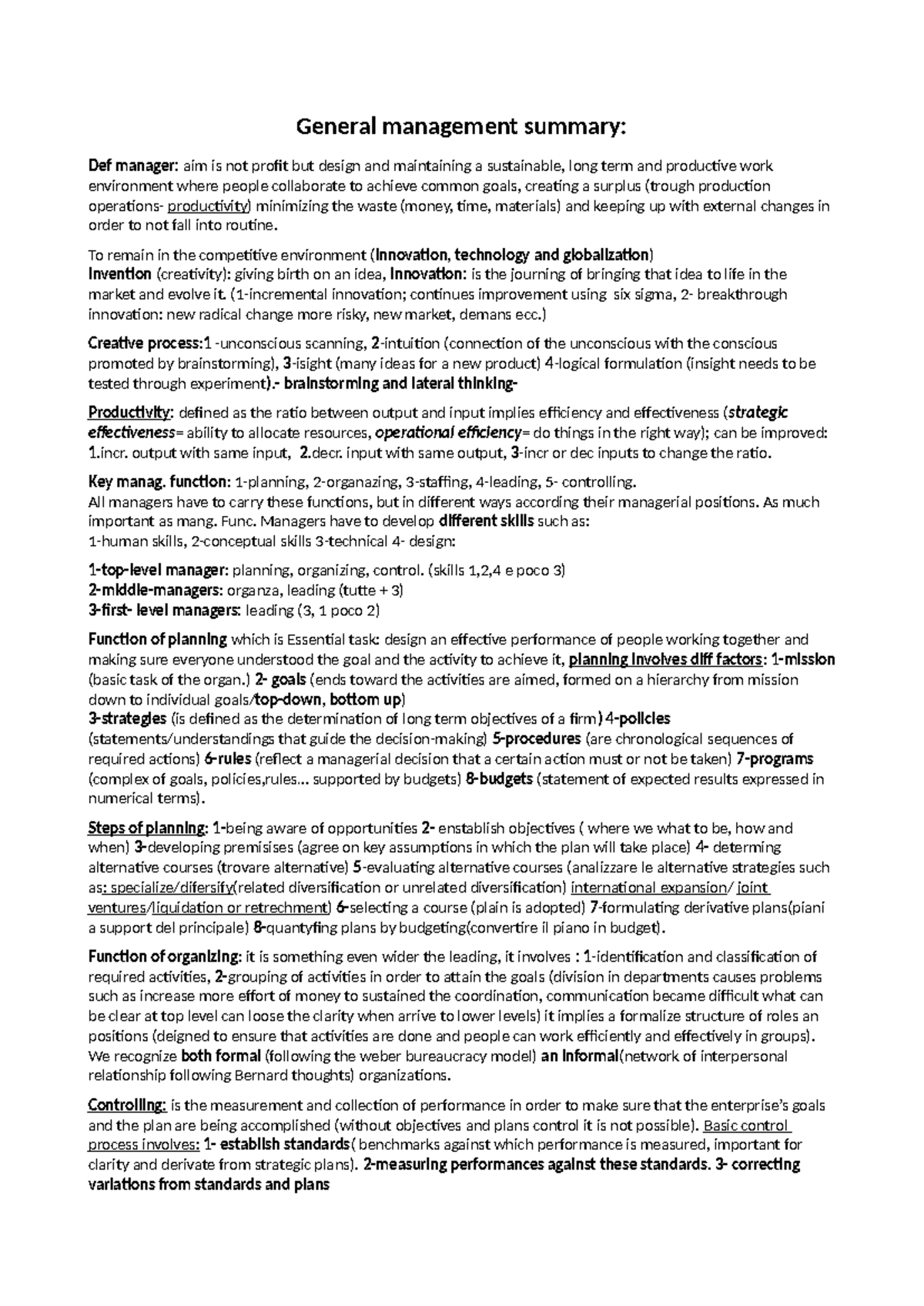 General Management Principles and Strategies (GM 101) - Studocu