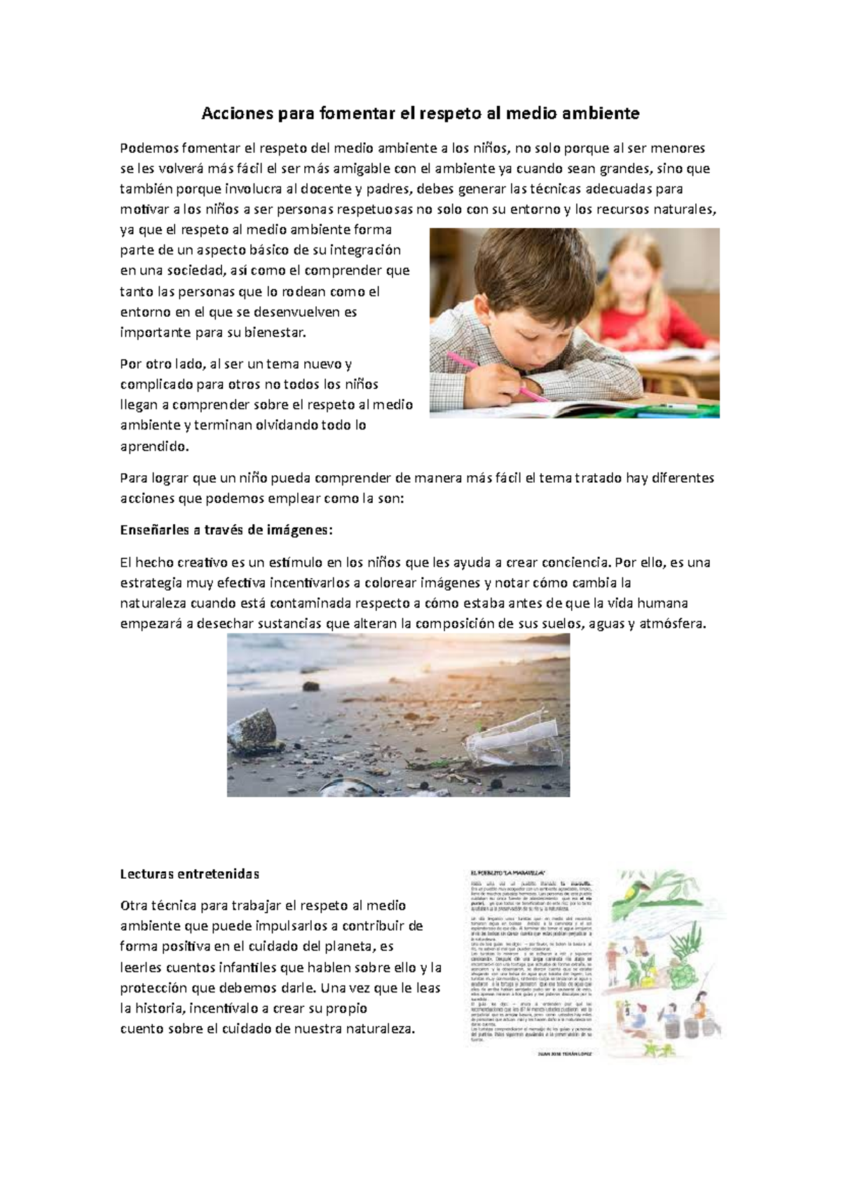 Acciones para fomentar el respeto al medio ambiente - Por otro lado, al ...