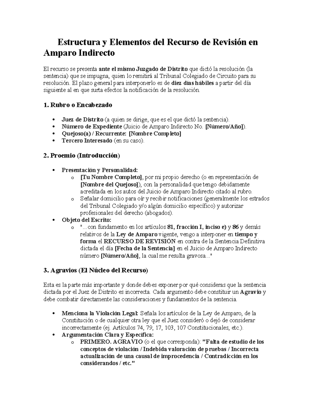 Estructura del Recurso de Revisión en Amparo Indirecto - LEY 2023 - Studocu