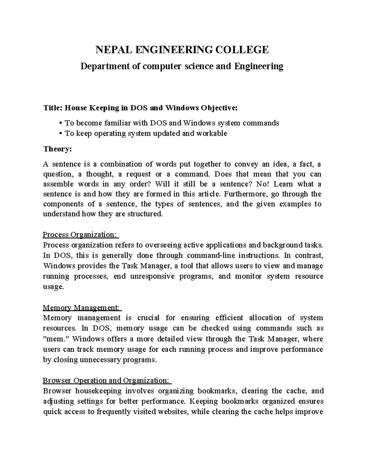 OS lab 1 - OS introduction to linux - NEPAL ENGINEERING COLLEGE ...