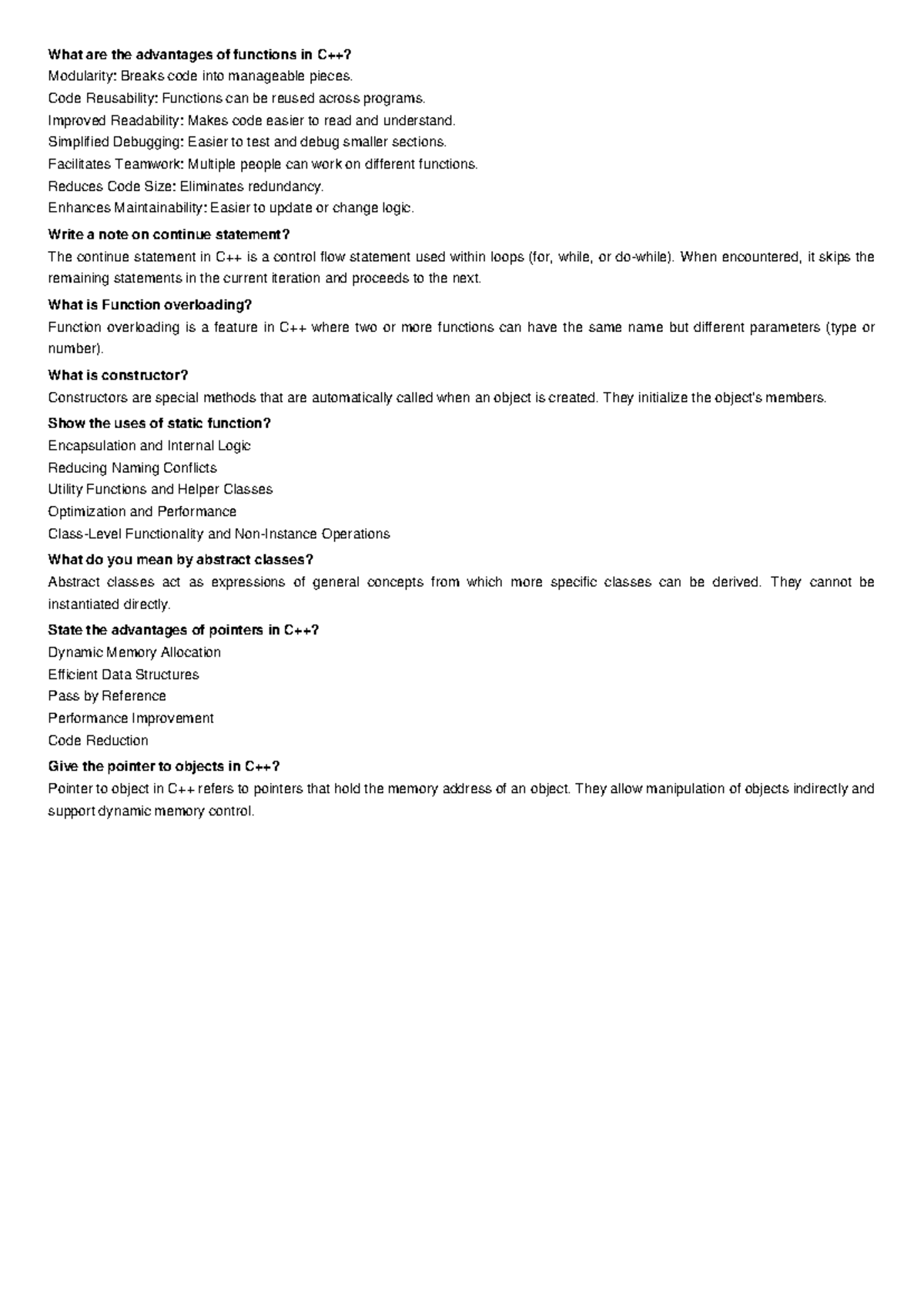 C++ Concepts Notes: Functions, Control Flow, and Memory Management ...