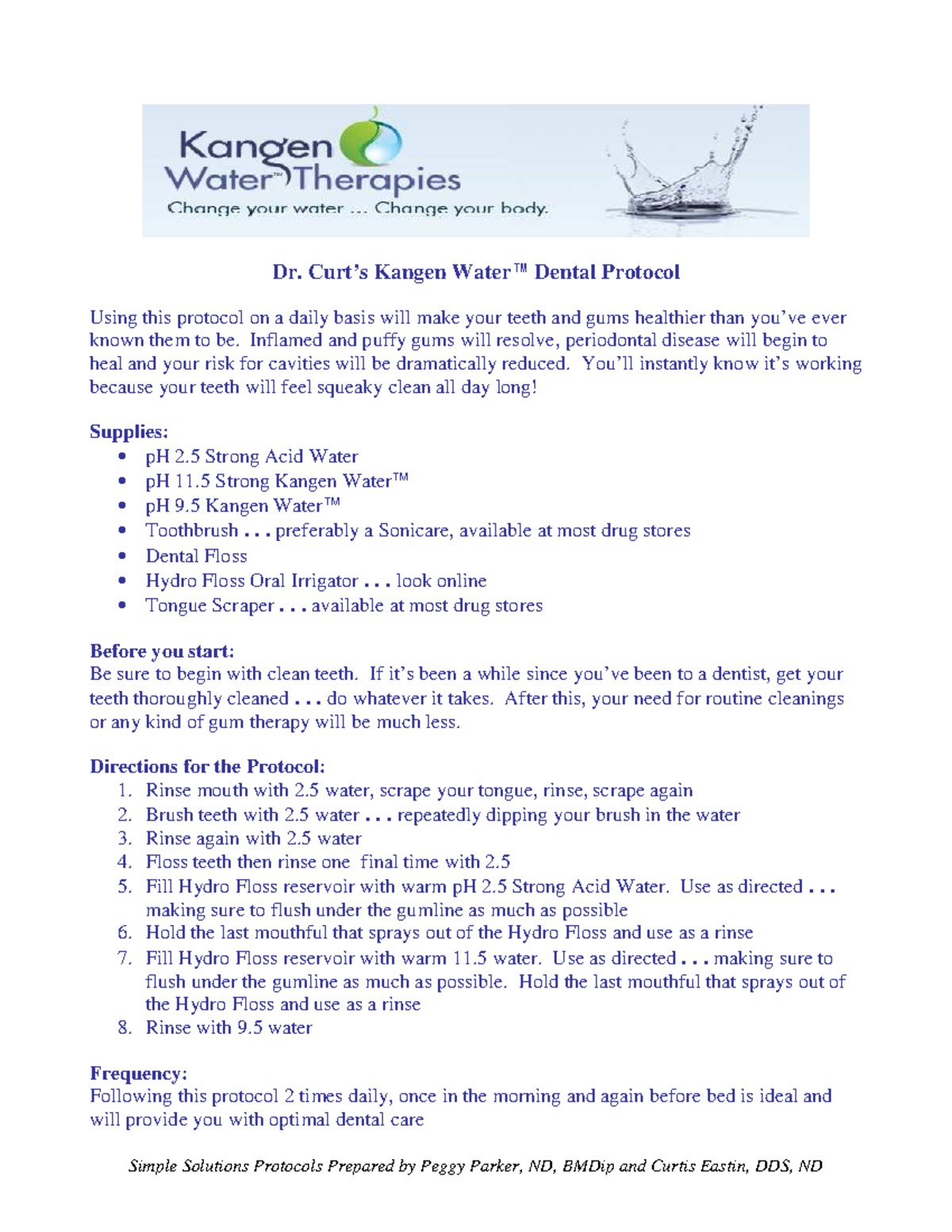 Kangen Water Uses Protocol - Dr. Curt’s Kangen Water™ Dental Protocol ...