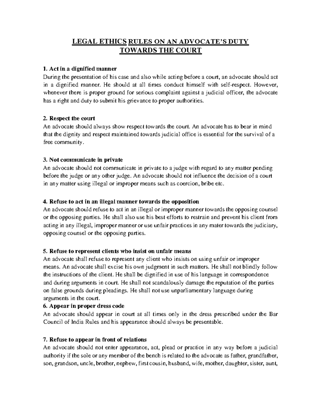 LE U4 - LEGAL ETHICS U4 - LEGAL ETHICS RULES ON AN ADVOCATE’S DUTY ...