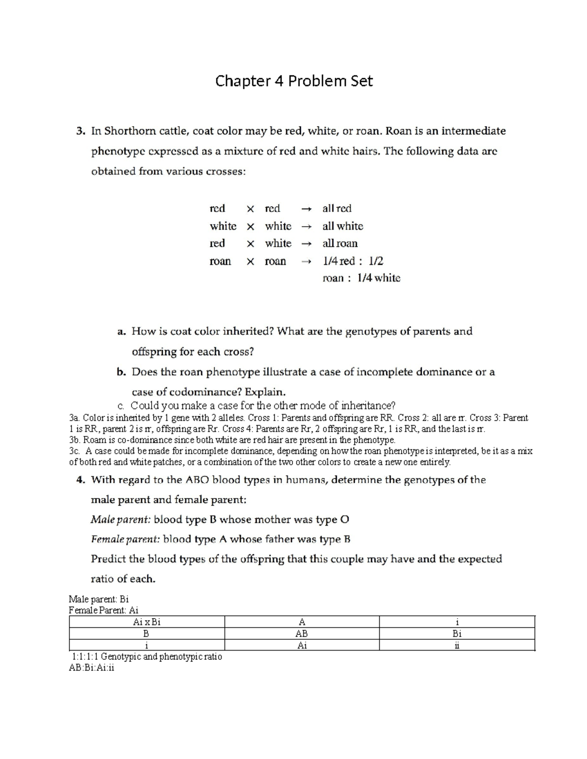 Modes of Inheritance Problem Set: Chapter 4 Analysis - Studocu