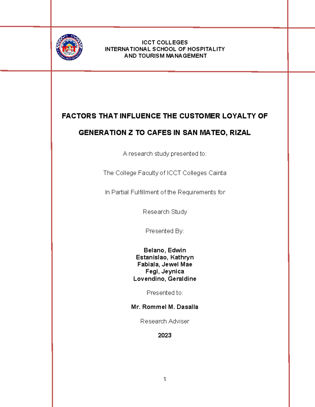 Final Research Study on Factors Influencing Gen Z Customer Loyalty to ...