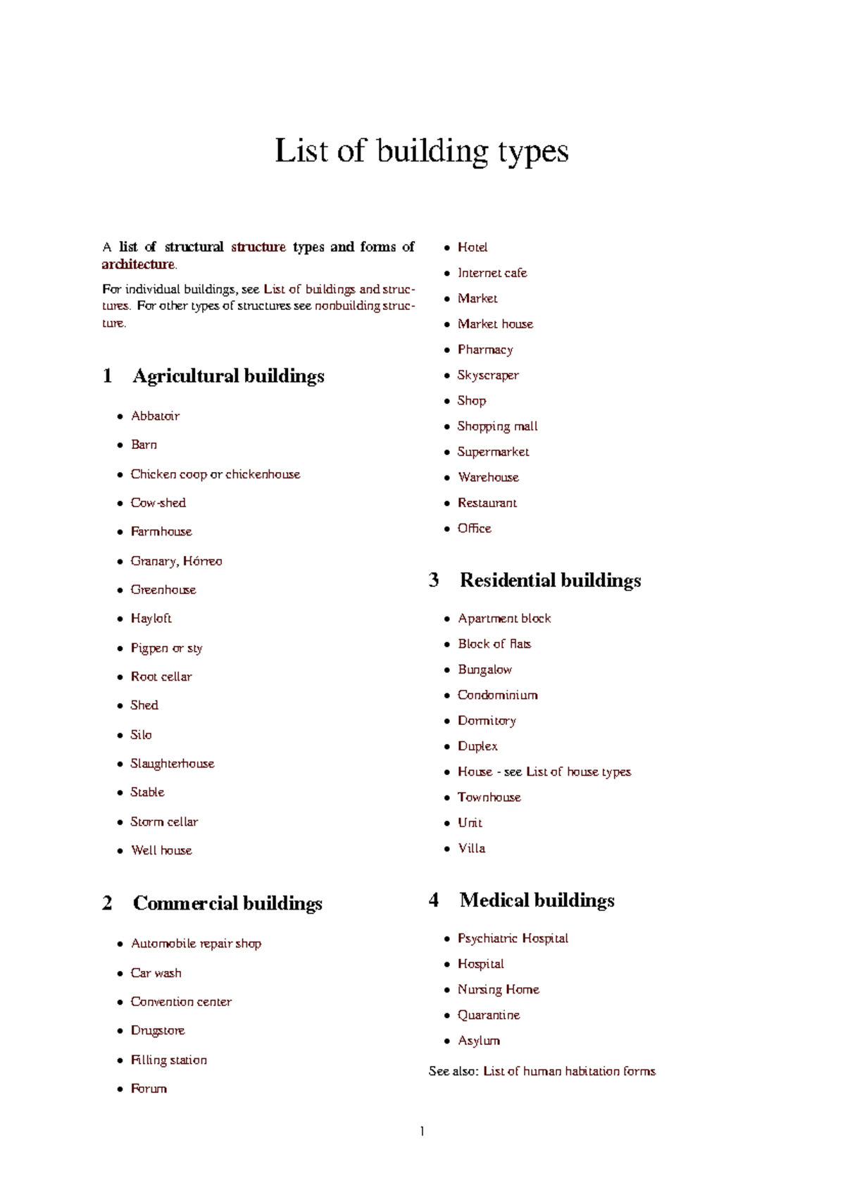 Building Types List for Students Revision - Architecture 101 - Studocu