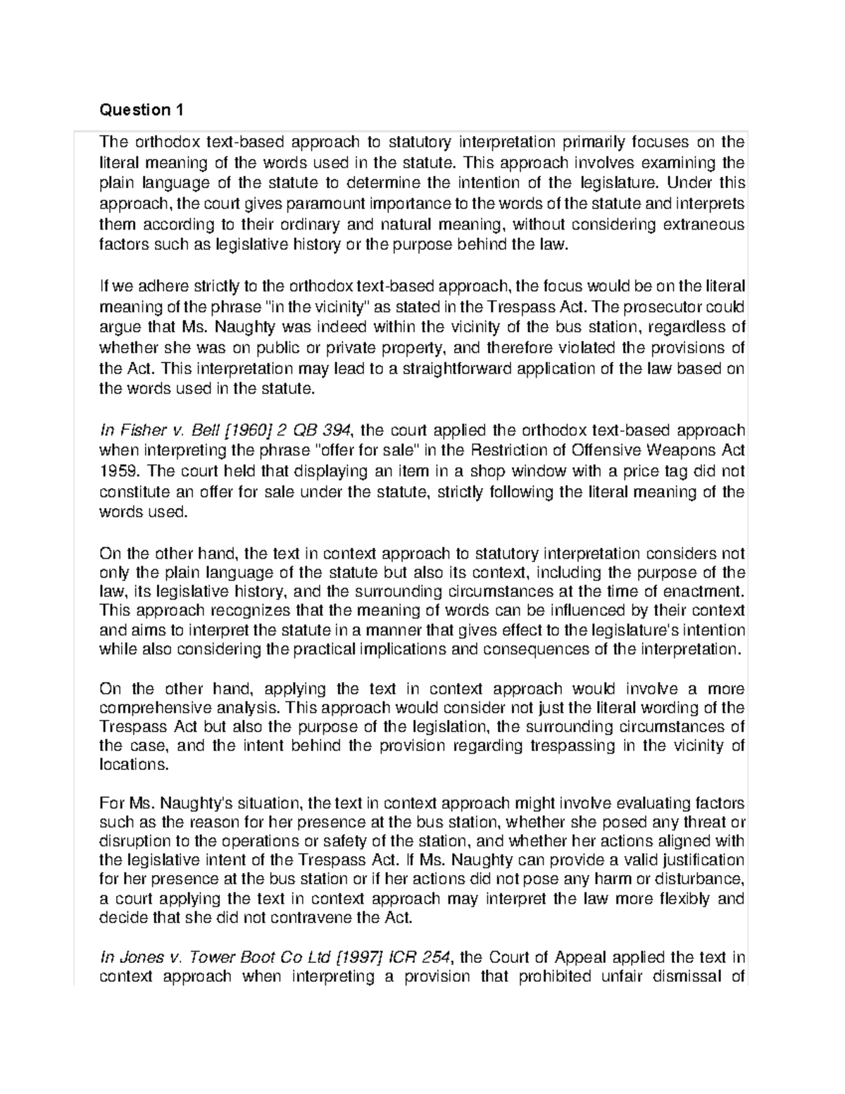 IST 305: Statutory Interpretation Approaches and Case Analysis Notes ...