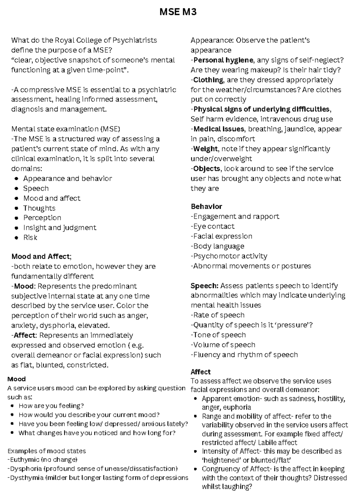 MSE & Risk Assessment Study Notes for Exam Preparation - A on All LOs ...