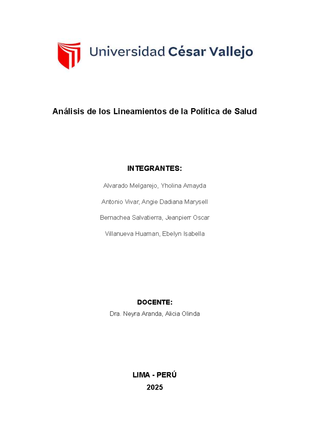 Análisis de los Lineamientos de la Política de Salud - PNMS 2030 - Document Preview