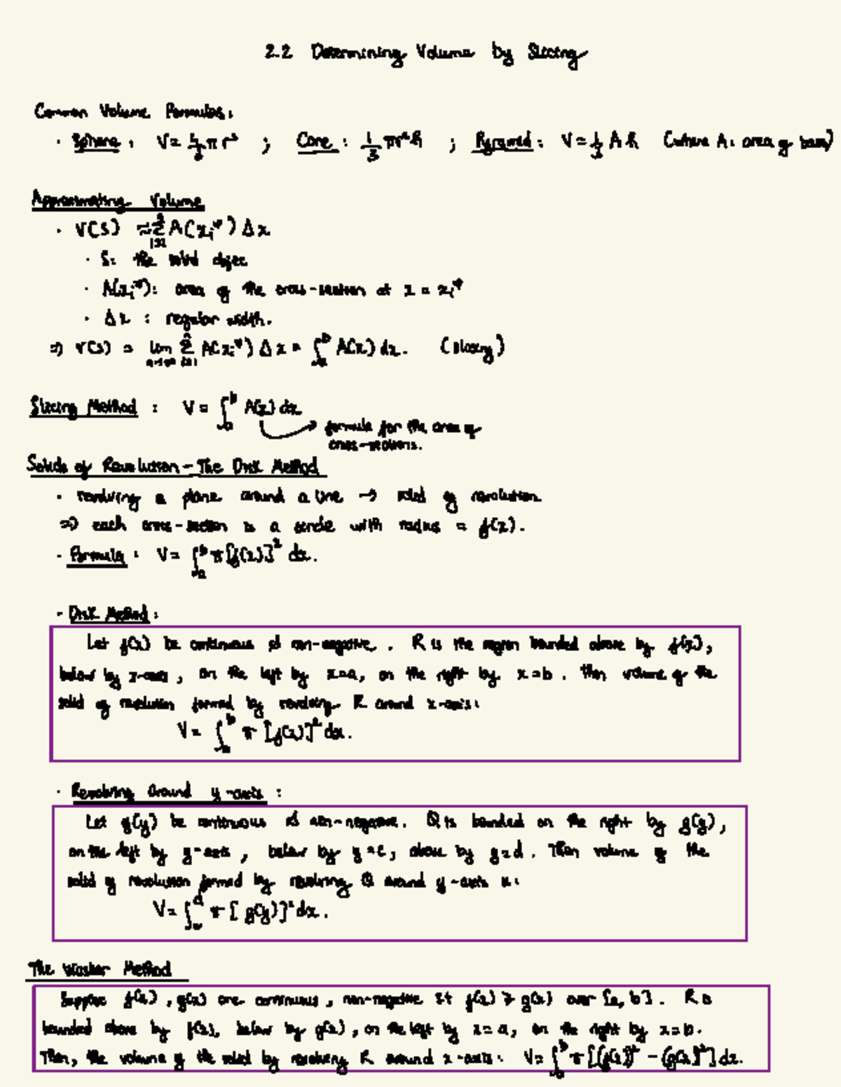 Common Methods for Approximating Volume: Slicing Formulas (MATH 2.2 ...