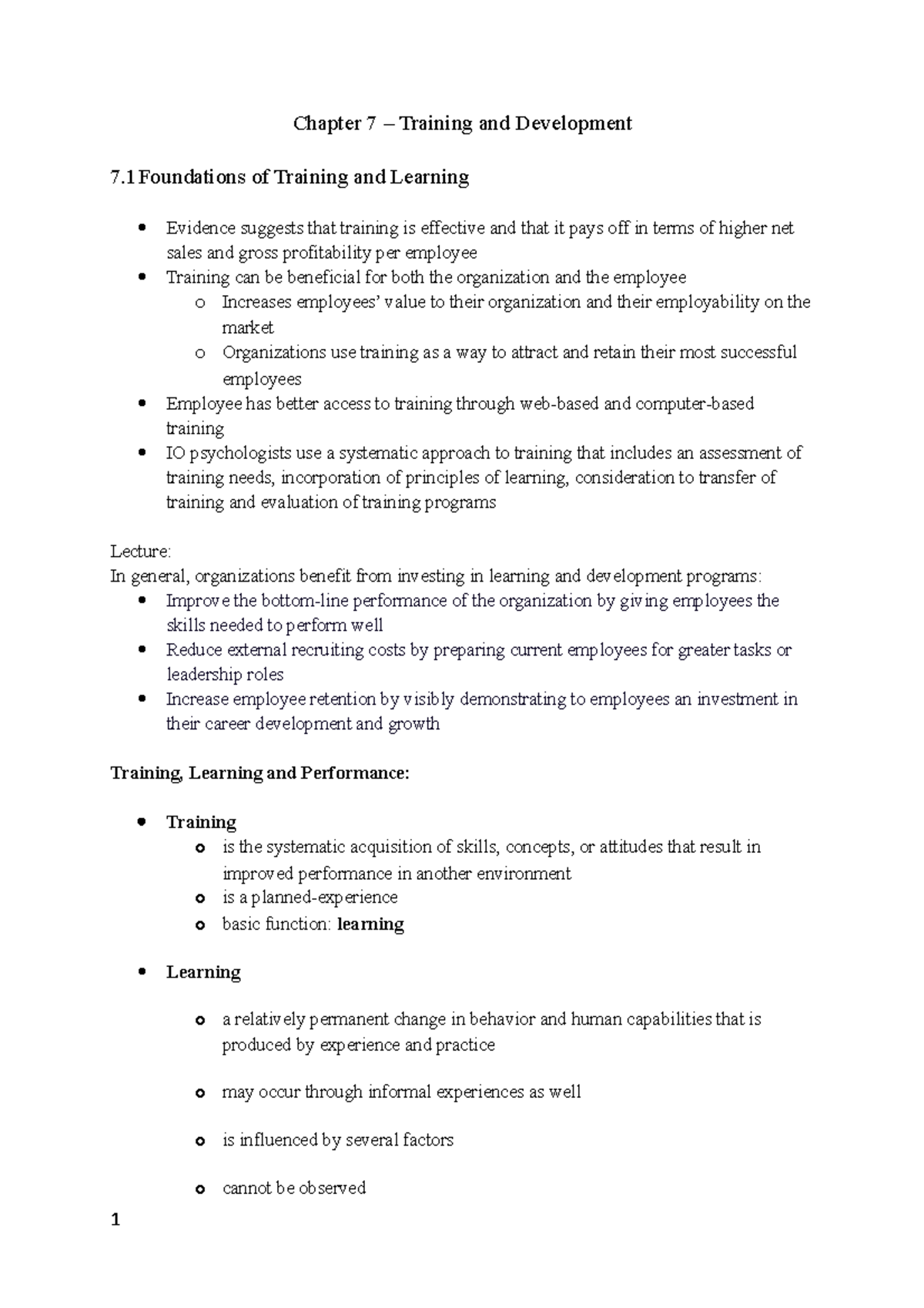 Ch.7 PSY 304: Training and Development in the Workplace - Studeersnel