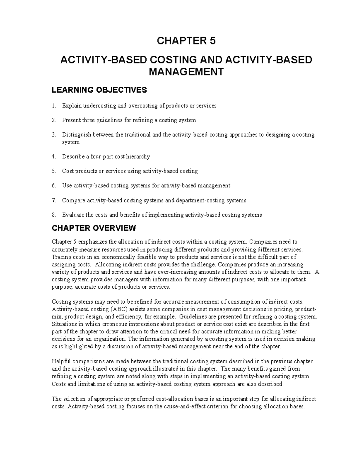 Cost Accounting - ABC Costing (Hornreen) Lecture Notes Chapter 5 ...