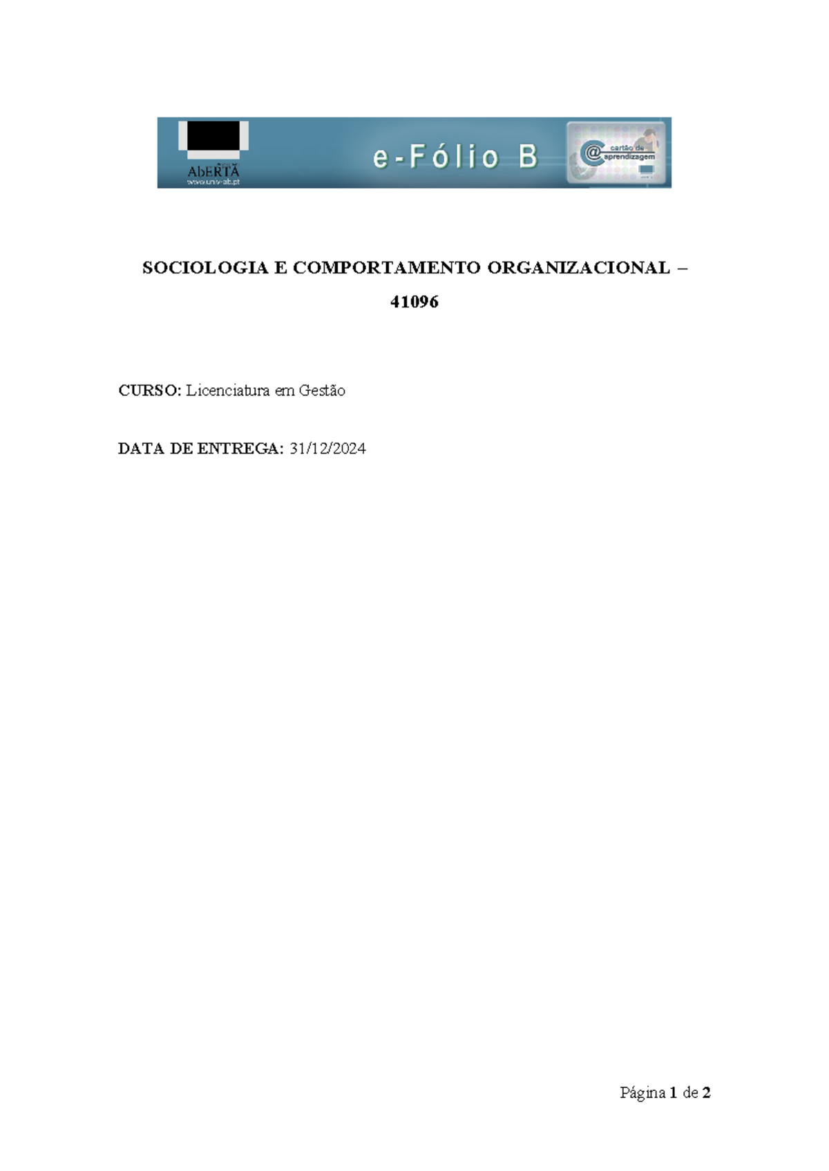 Efolio B SCO 41096 - Sociologia e Comportamento Organizacional ...