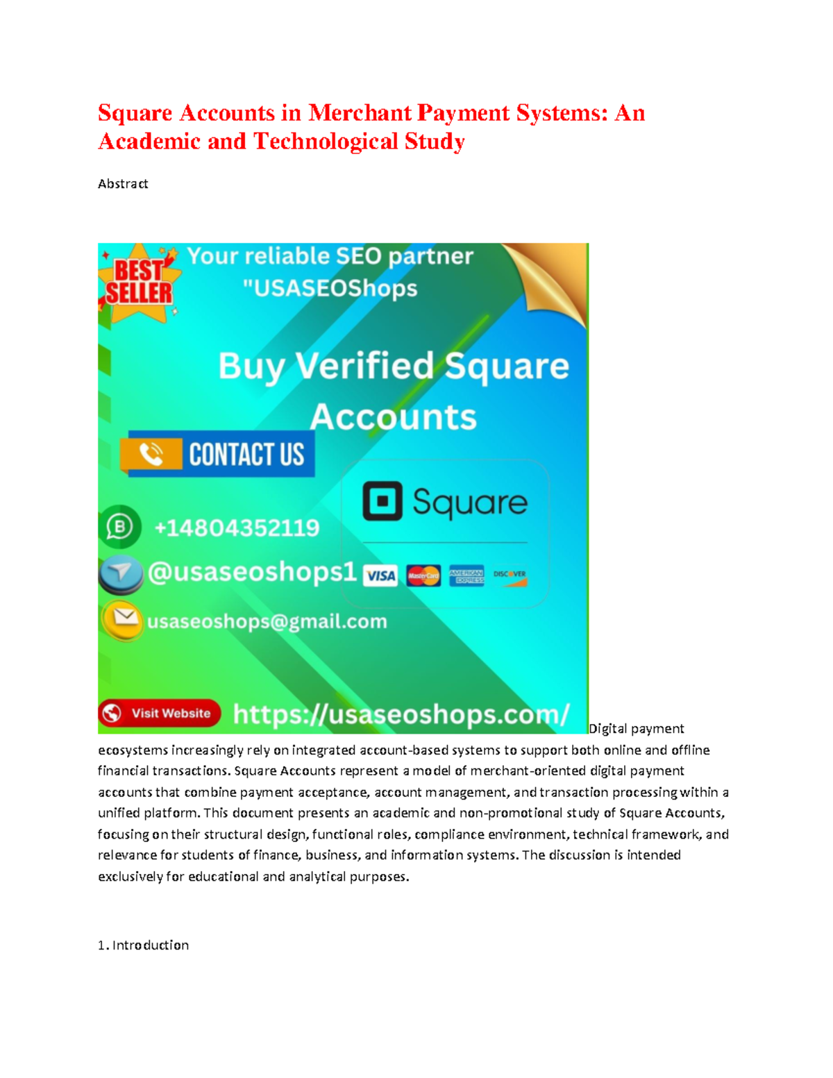 Square Accounts in Merchant Payment Systems: An Academic Study - Studocu