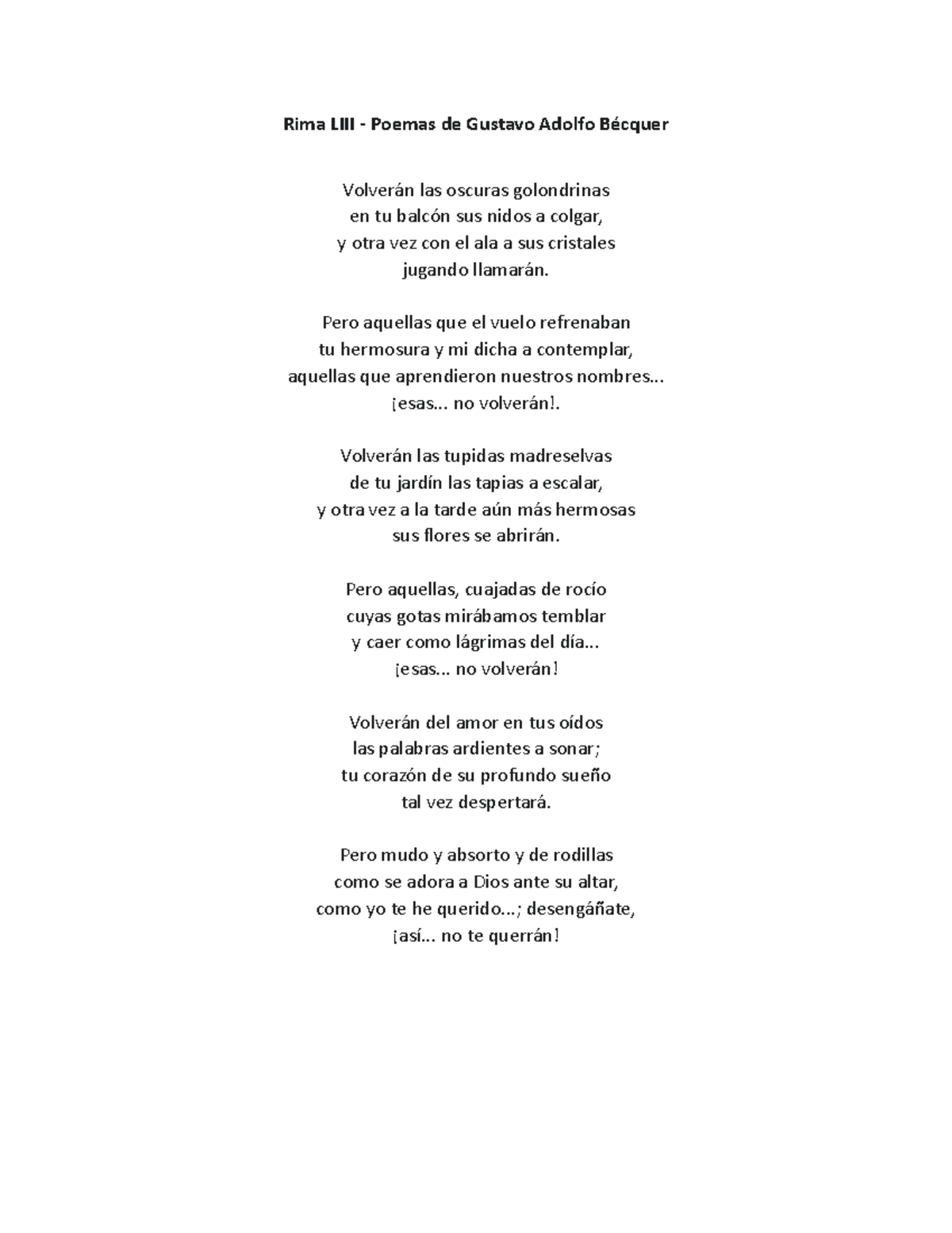 Rima LIII de Gustavo Adolfo Bécquer - Análisis Poético y Temático - Studocu