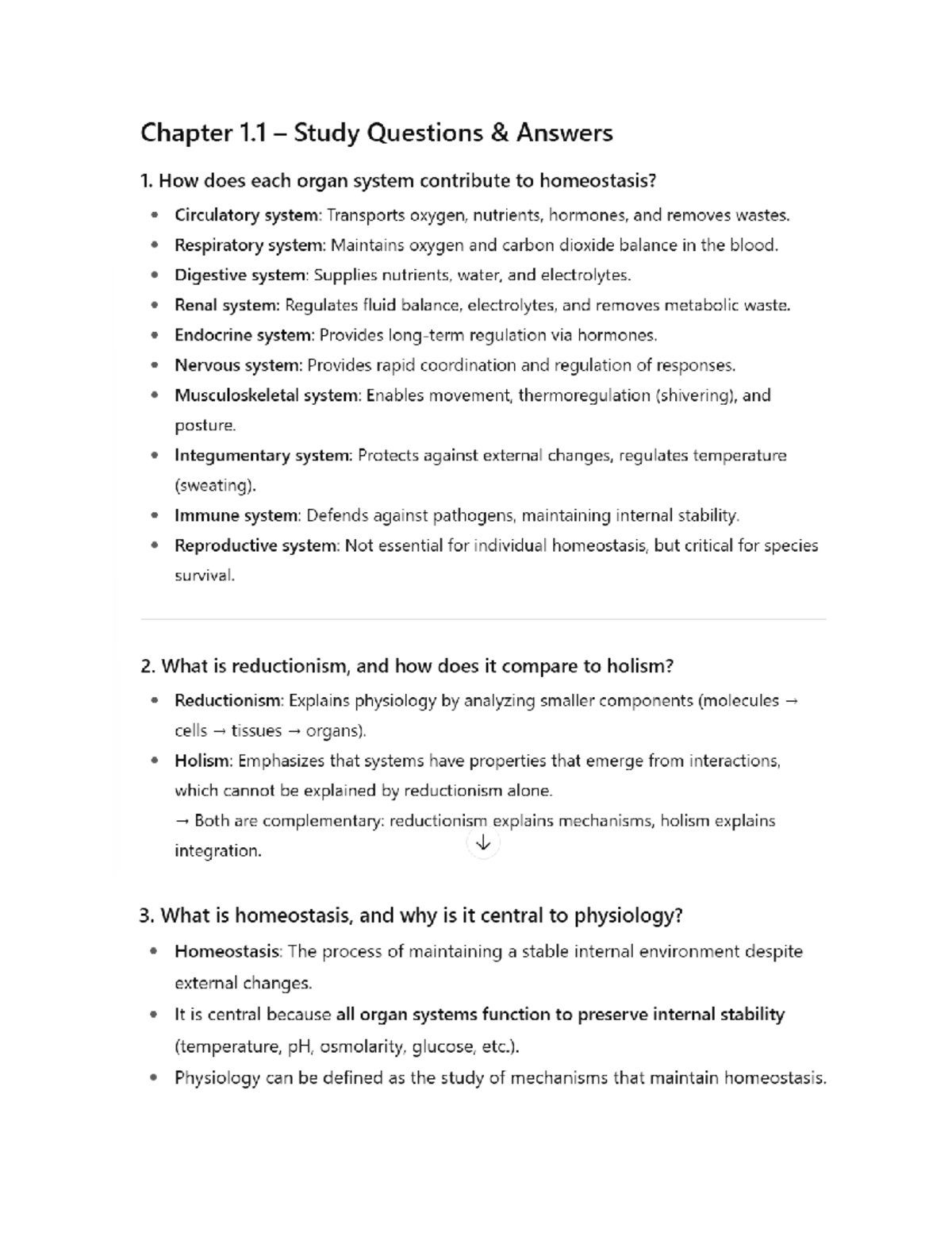 Chapter 1.1 Study Questions & Answers for Exam #1 (Sept 16) - Studocu