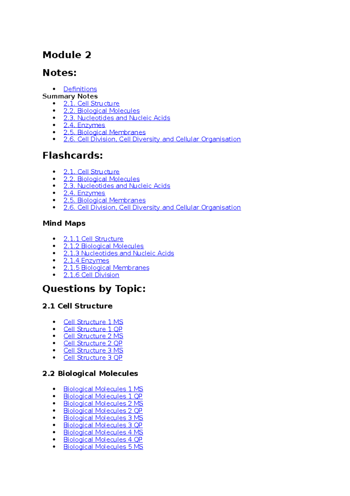 Biology Study Notes & Flashcards (Modules 2 & 4) - Checklist - Studocu