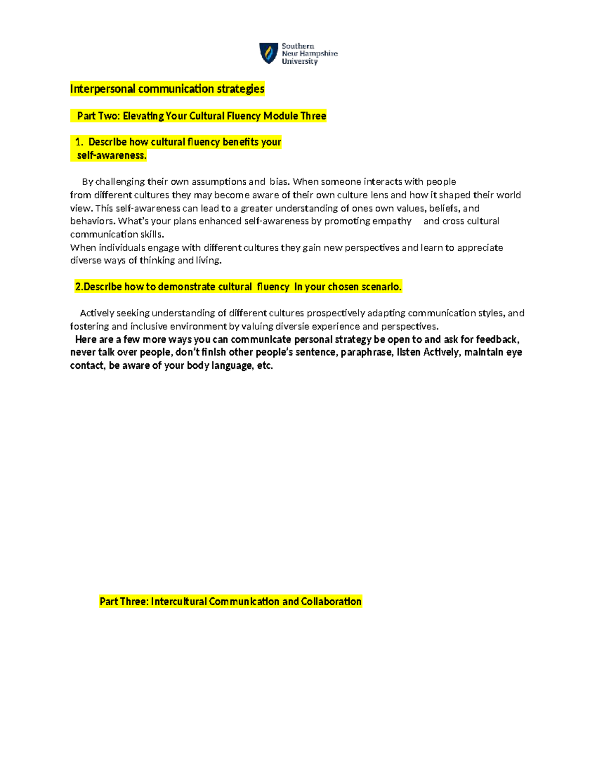 Interpersonal Communication Strategies for Cultural Fluency - Mod 3 ...