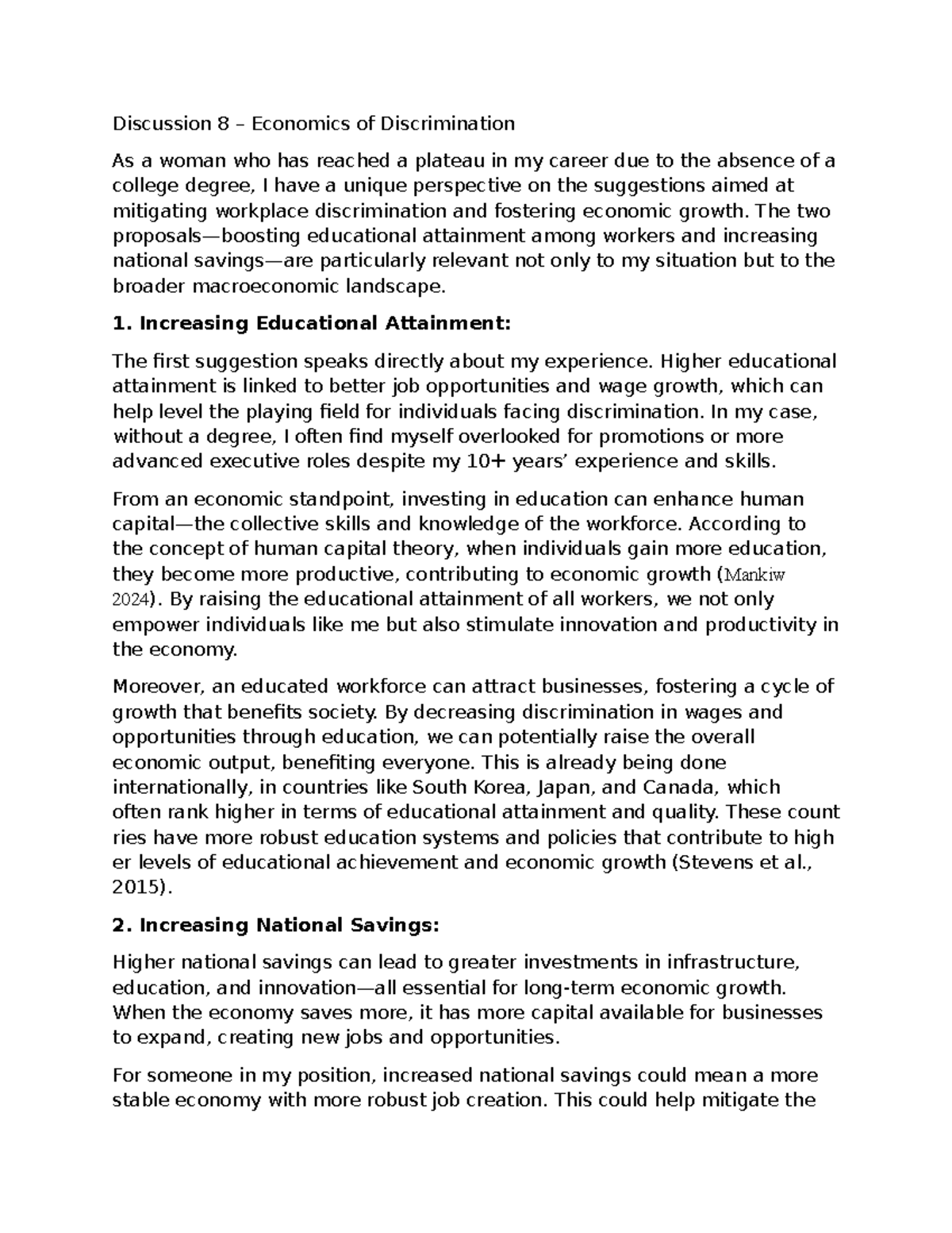 ECO Discussion 8: Addressing Workplace Discrimination
